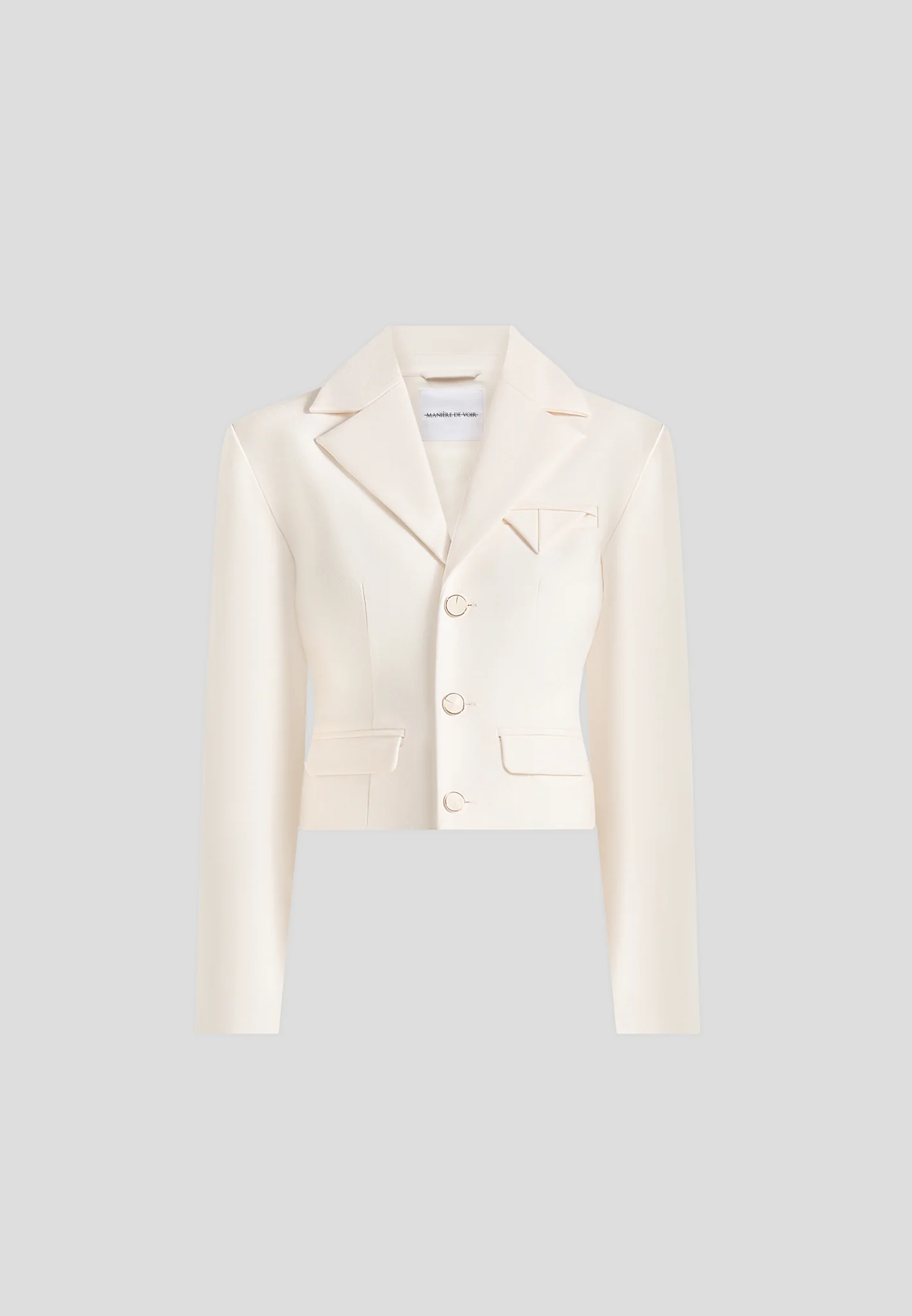 Prisca - Tailored Cropped Blazer - Off White - Image 6