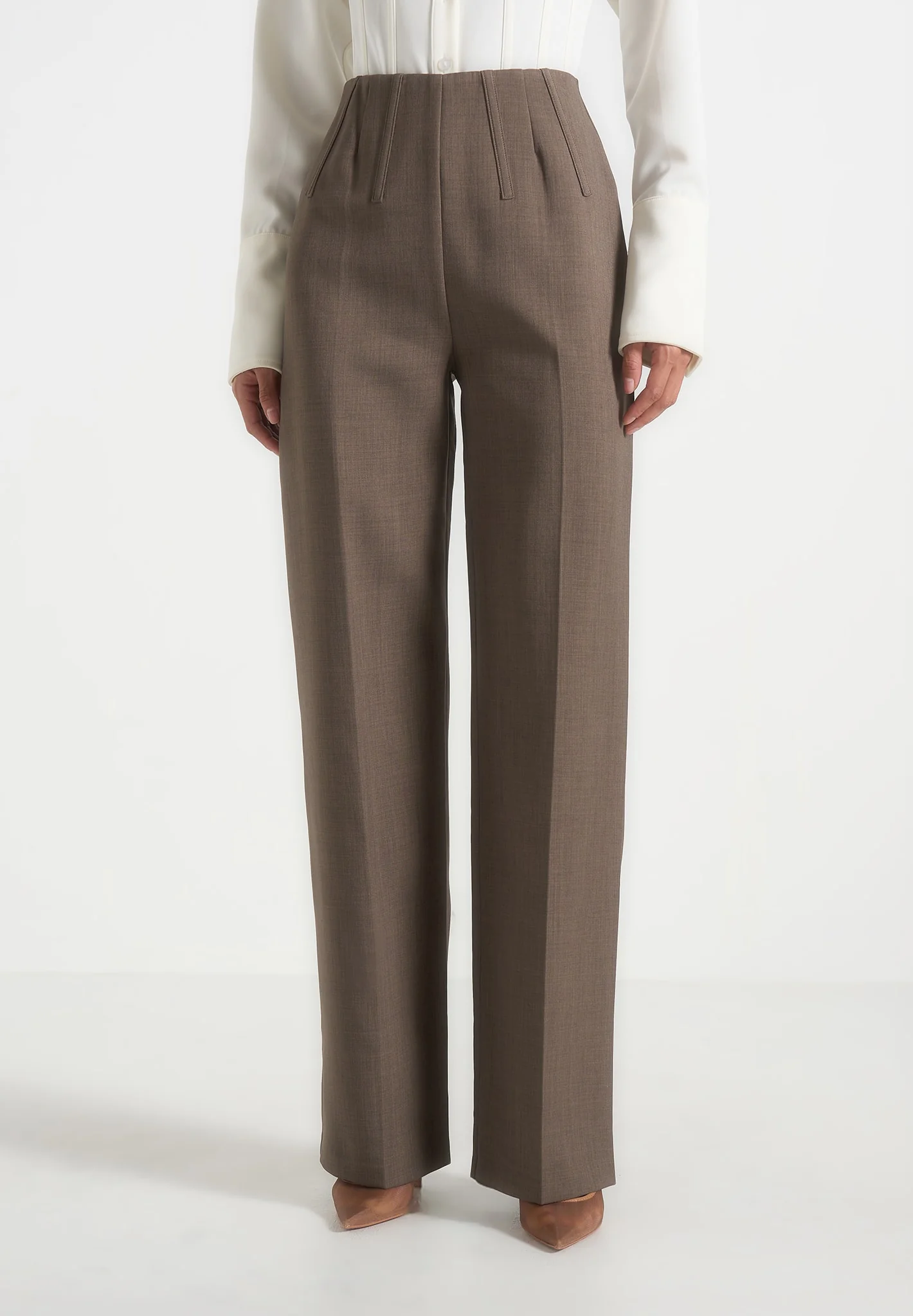 Rafaela - Corset Waist Tailored Trousers - Taupe