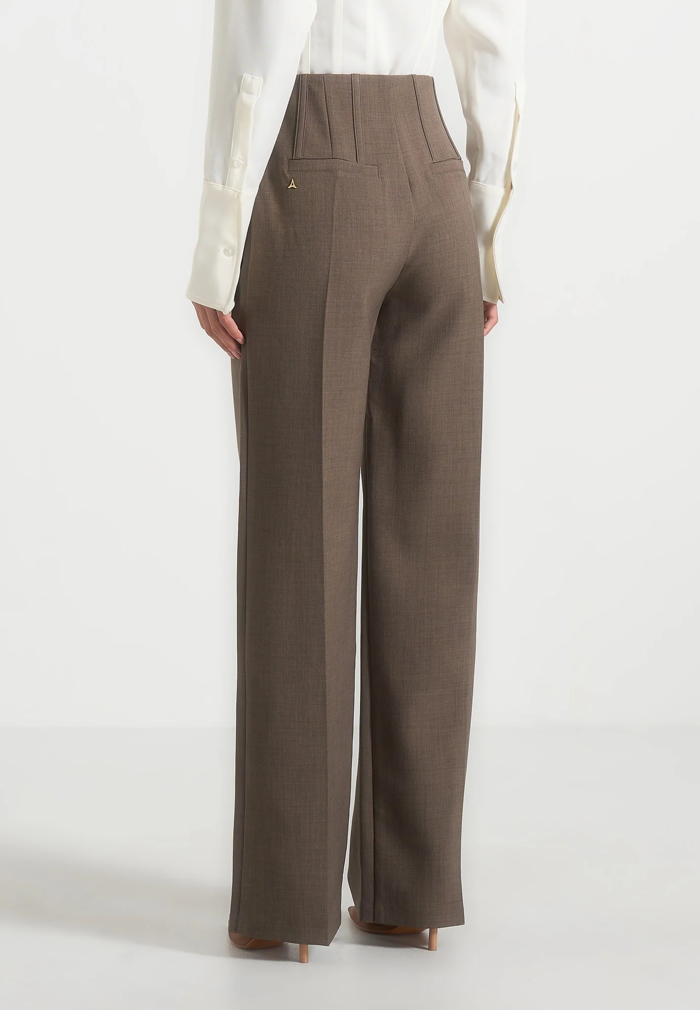 Rafaela - Corset Waist Tailored Trousers - Taupe - Image 3