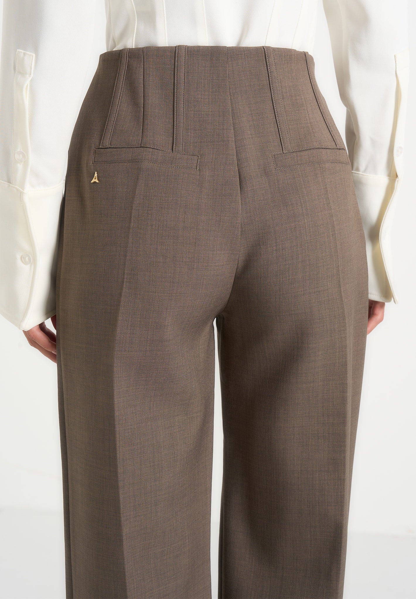 Rafaela - Corset Waist Tailored Trousers - Taupe - Image 5