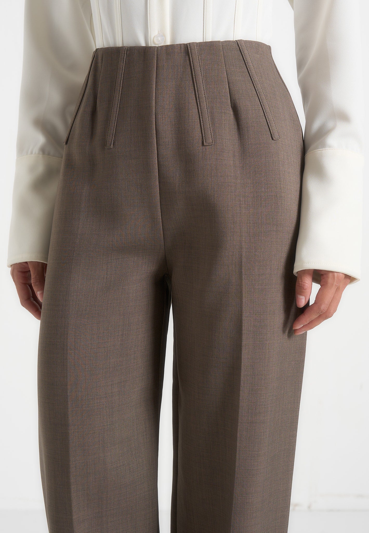 Rafaela - Corset Waist Tailored Trousers - Taupe - Image 6
