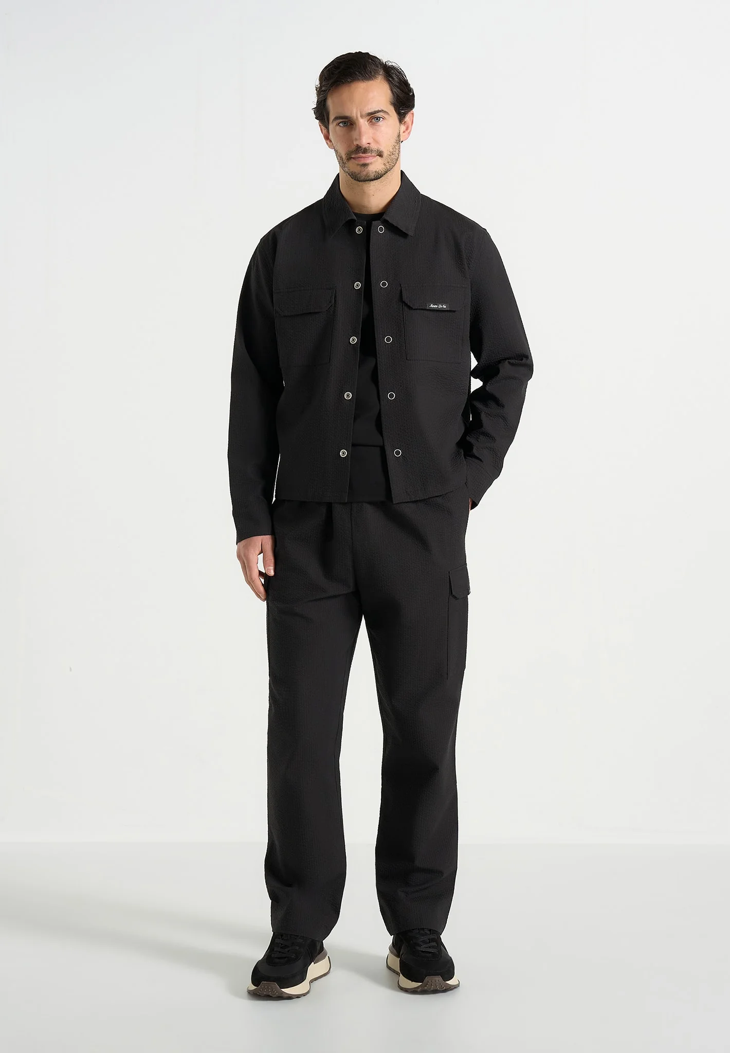 Rayan - Textured Cargo Trousers - Black - Image 2