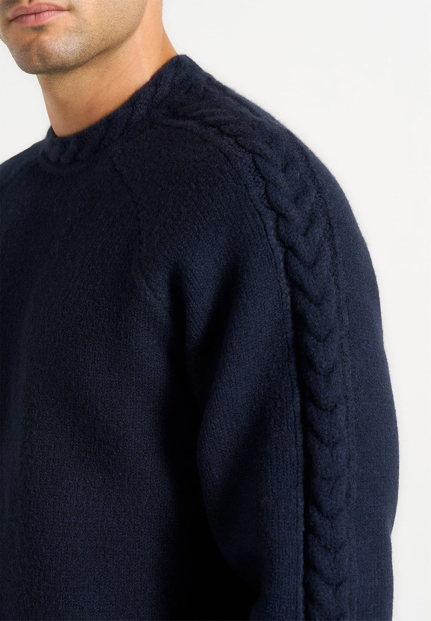 Raymond - Plait Detail Raglan Knit Jumper - Navy - Image 2