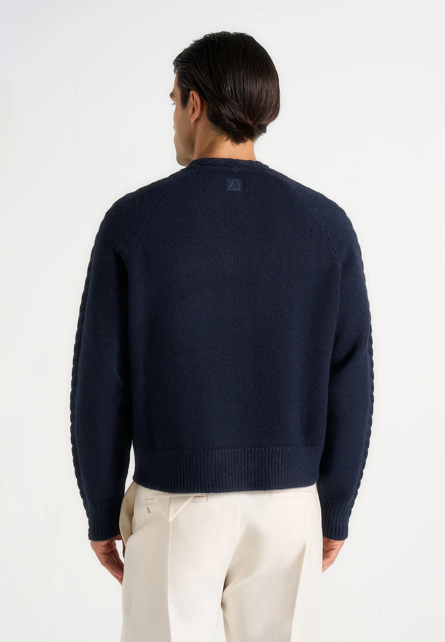 Raymond - Plait Detail Raglan Knit Jumper - Navy - Image 4