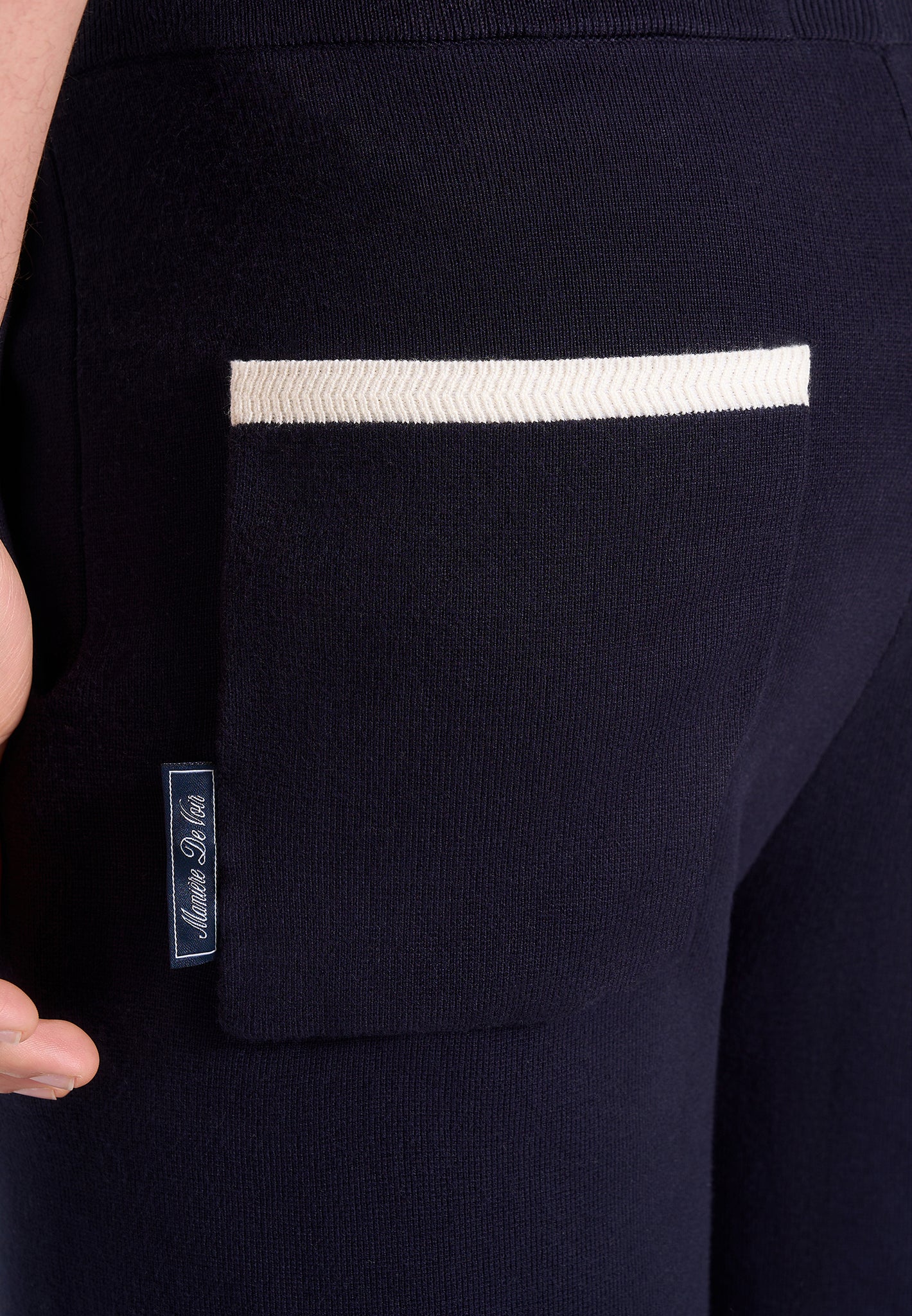 Regis - Contrast Detail Knit Shorts - Navy - Image 3