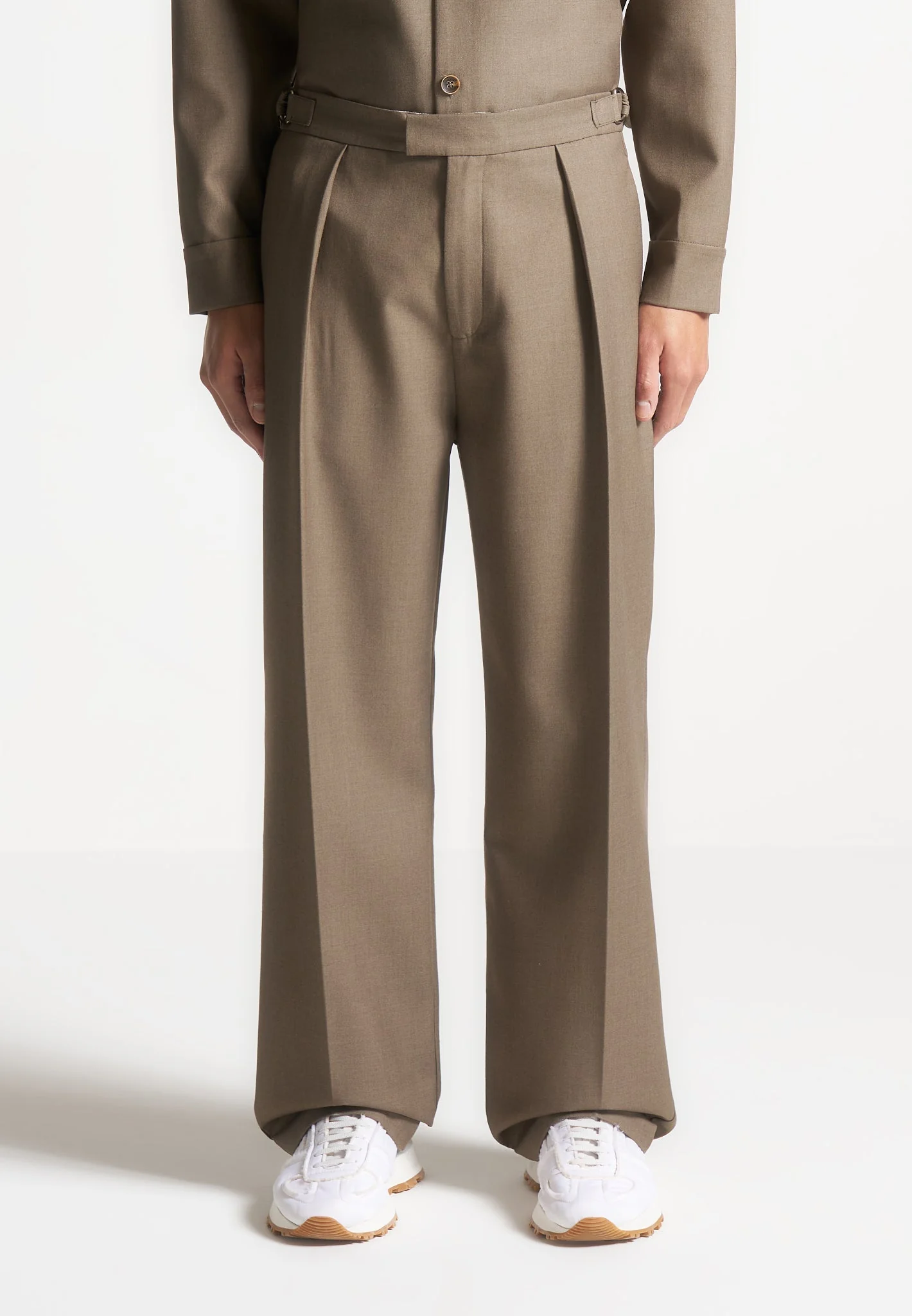 Dorian - Pleated Tailored Trousers - Khaki