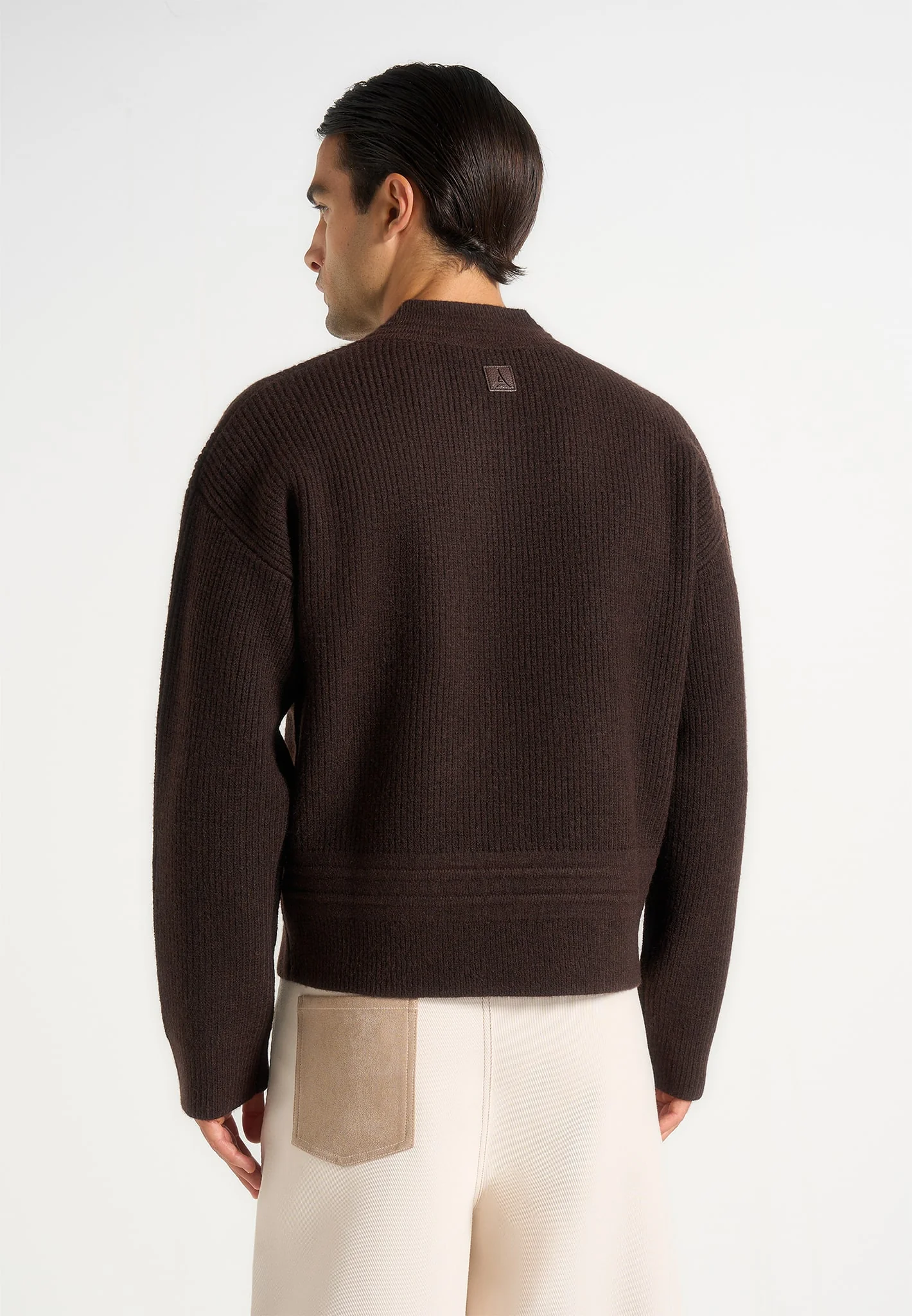 Remi - V-Neck Signature Knit Jumper - Brown - Image 4