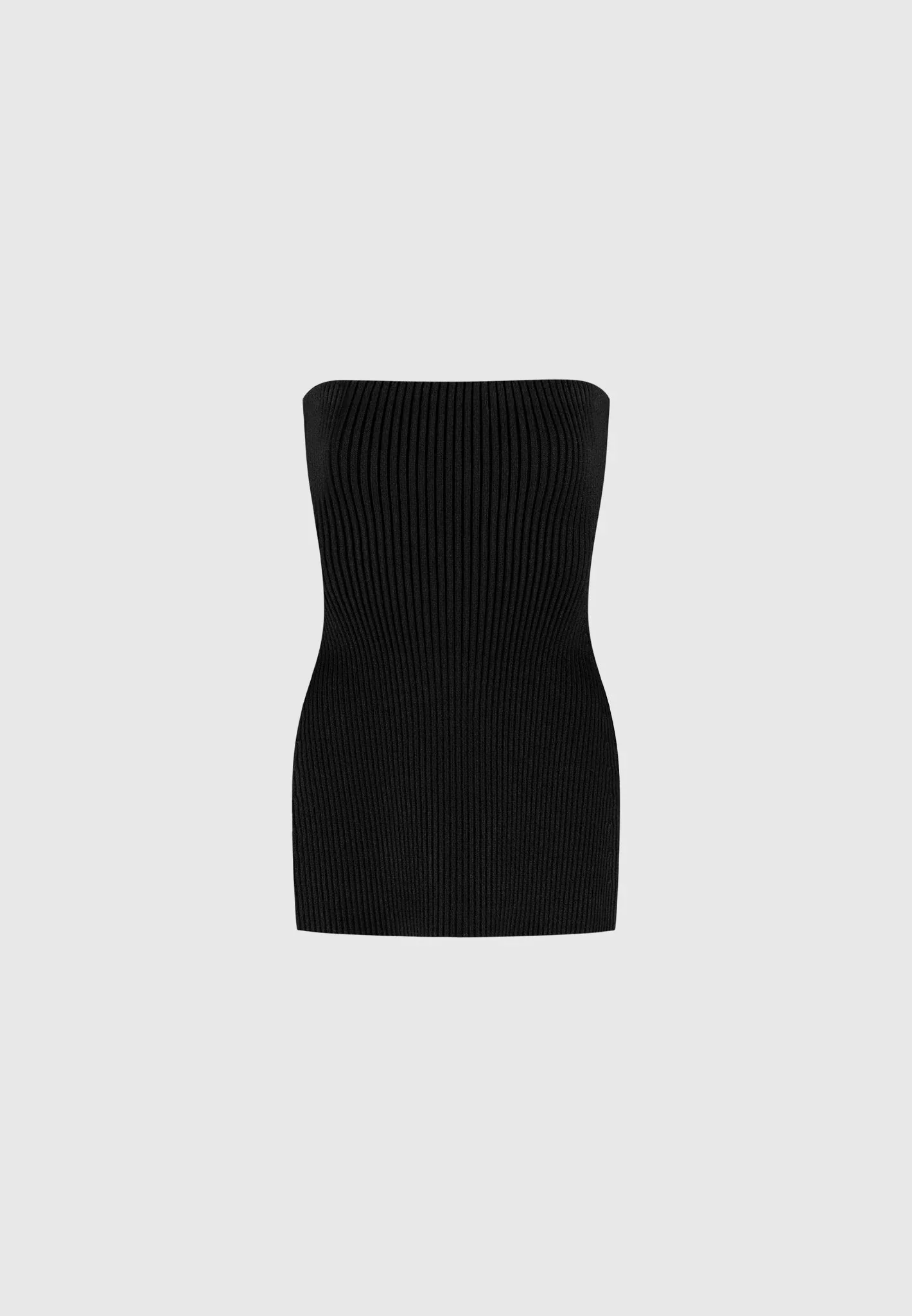 Rib Knit Longline Bandeau Top - Black - Image 5