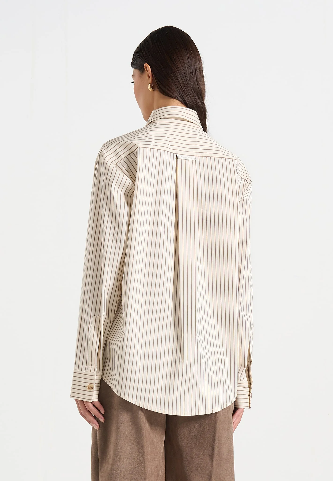 Ronnie - Unisex Pinstripe Long Sleeve Shirt - Beige - Image 6