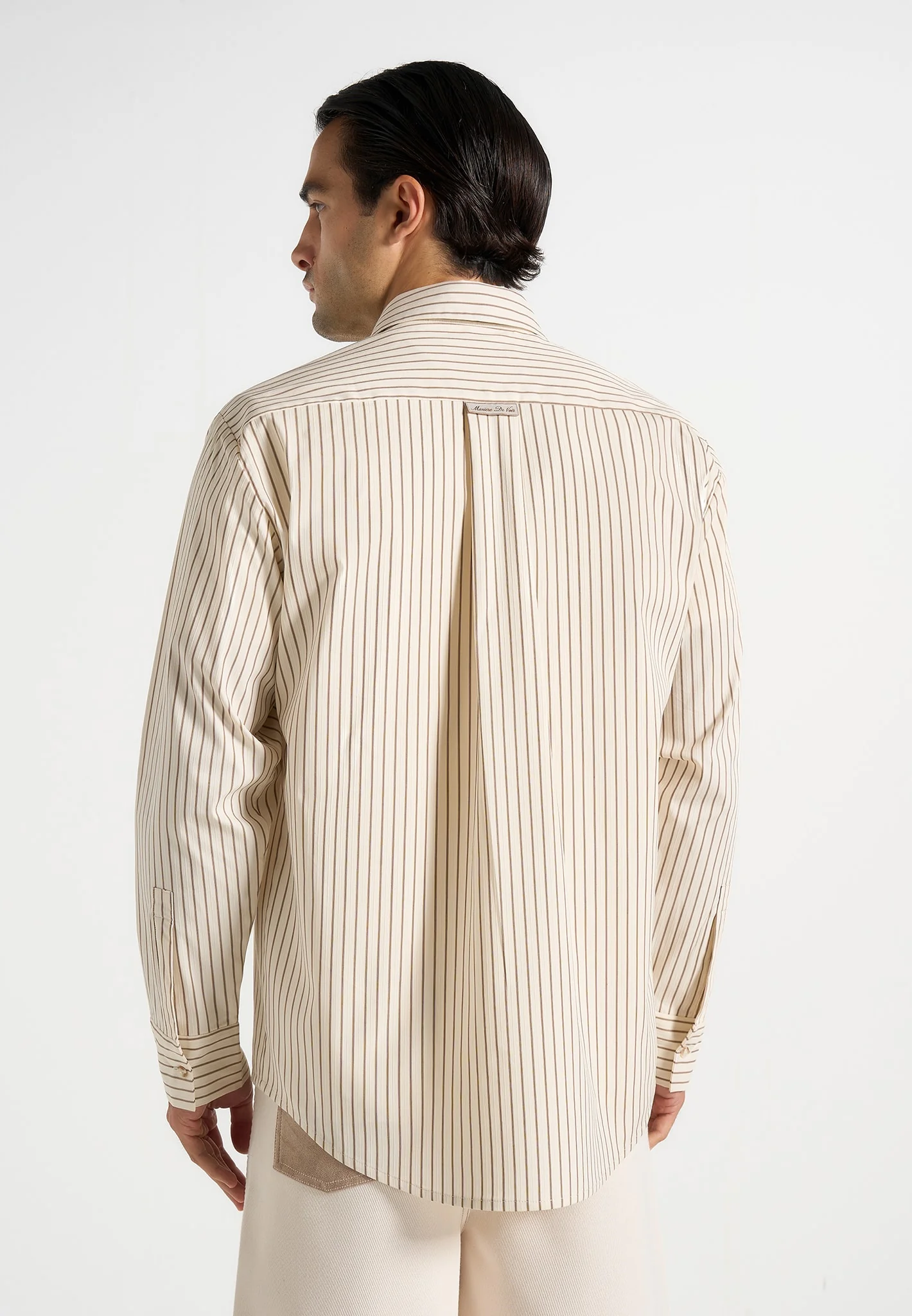 Ronnie - Unisex Pinstripe Long Sleeve Shirt - Beige - Image 7