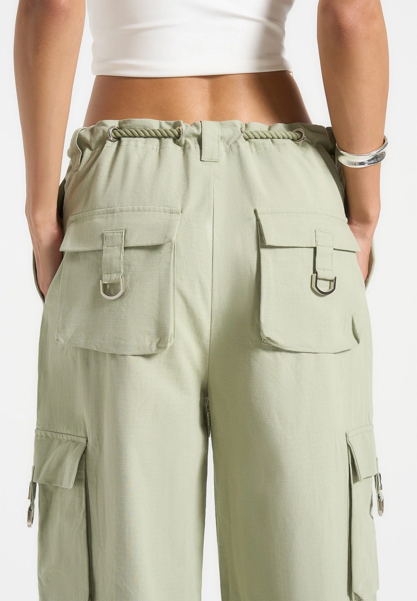 Rosa - Ripstop Parachute Cargo Pants - Sage - Image 6