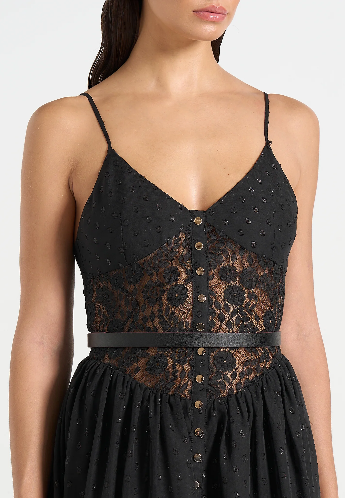 Rosie - Lace Corset Maxi Dress - Black - Image 2