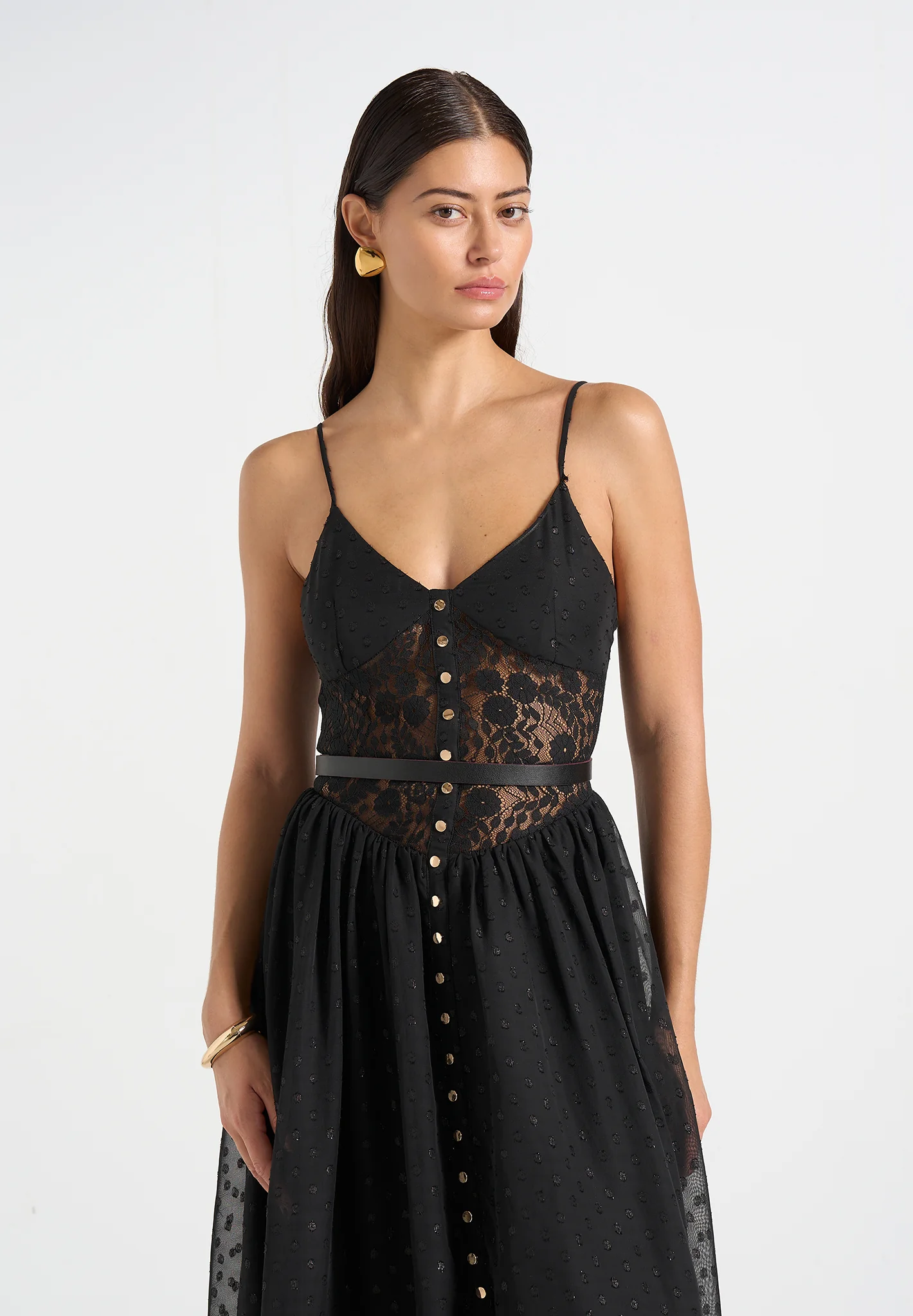 Rosie - Lace Corset Maxi Dress - Black - Image 4