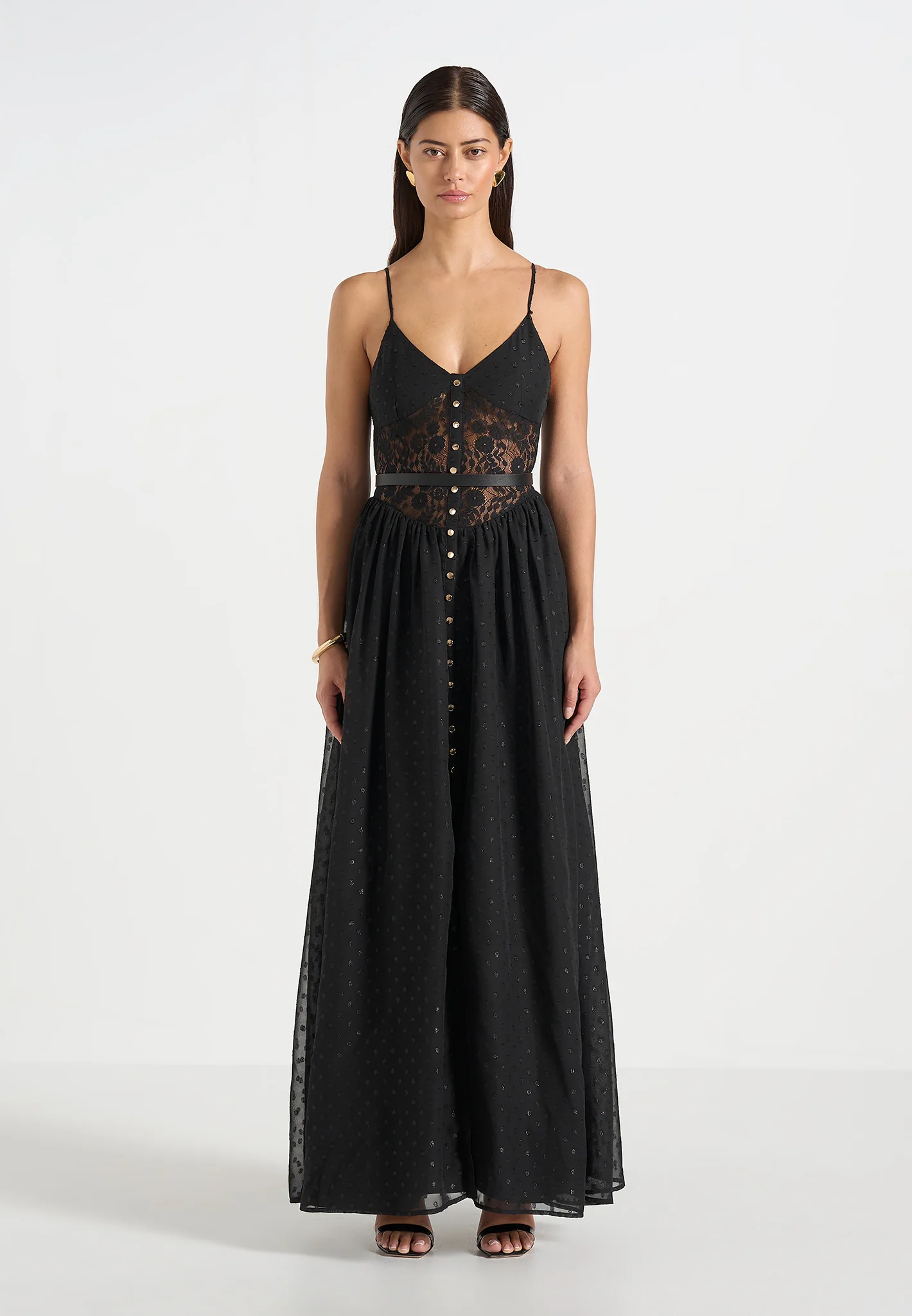Rosie - Lace Corset Maxi Dress - Black - Image 5