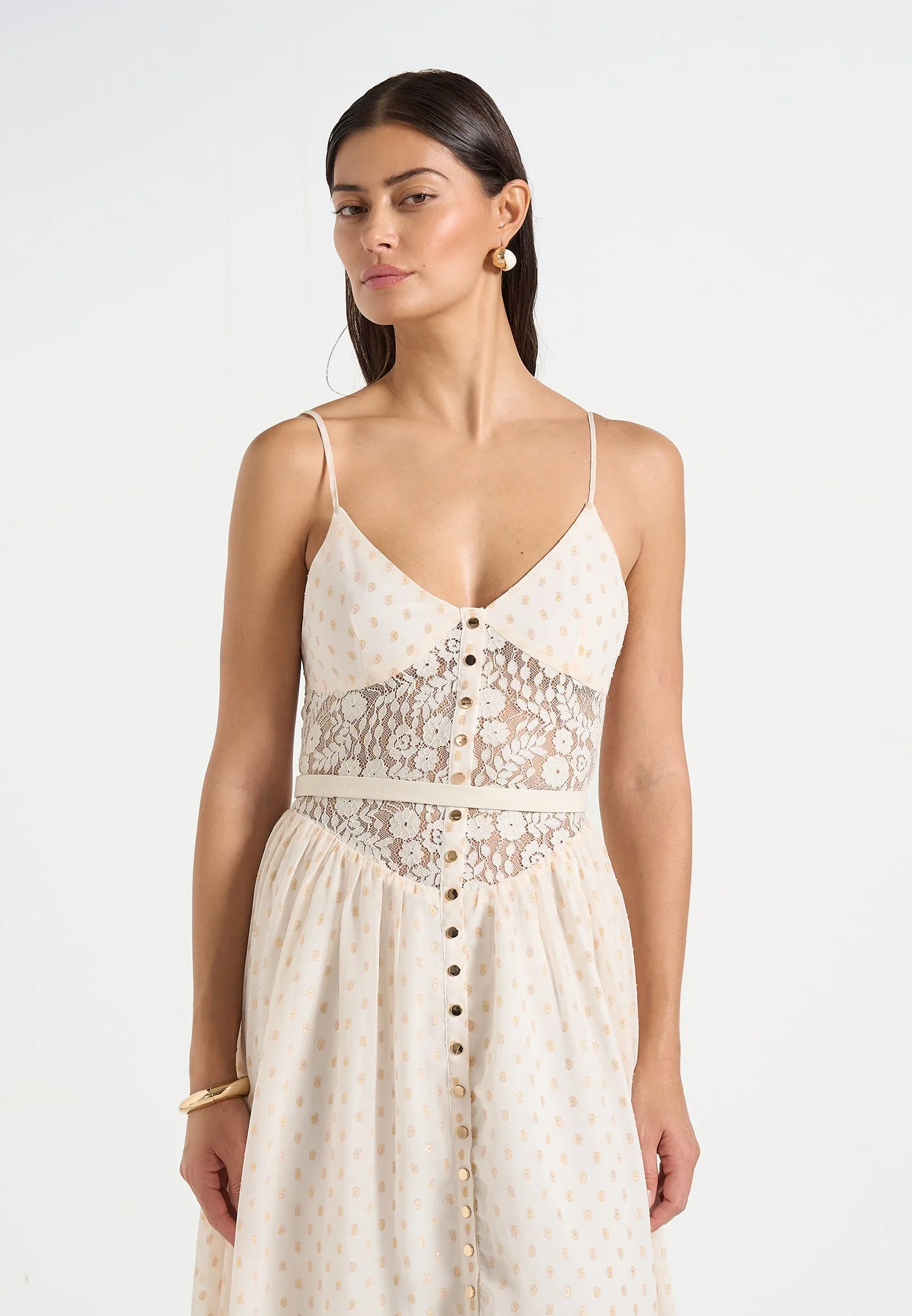 Rosie - Lace Corset Maxi Dress - Cream - Image 2