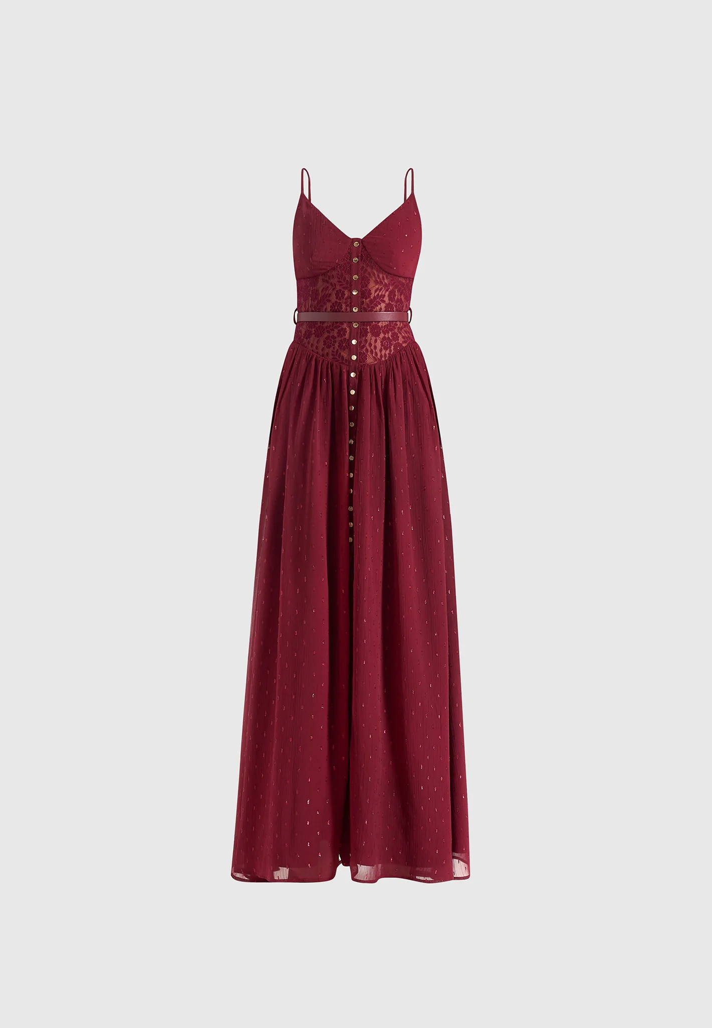Rosie - Lace Corset Maxi Dress - Wine Red - Image 6