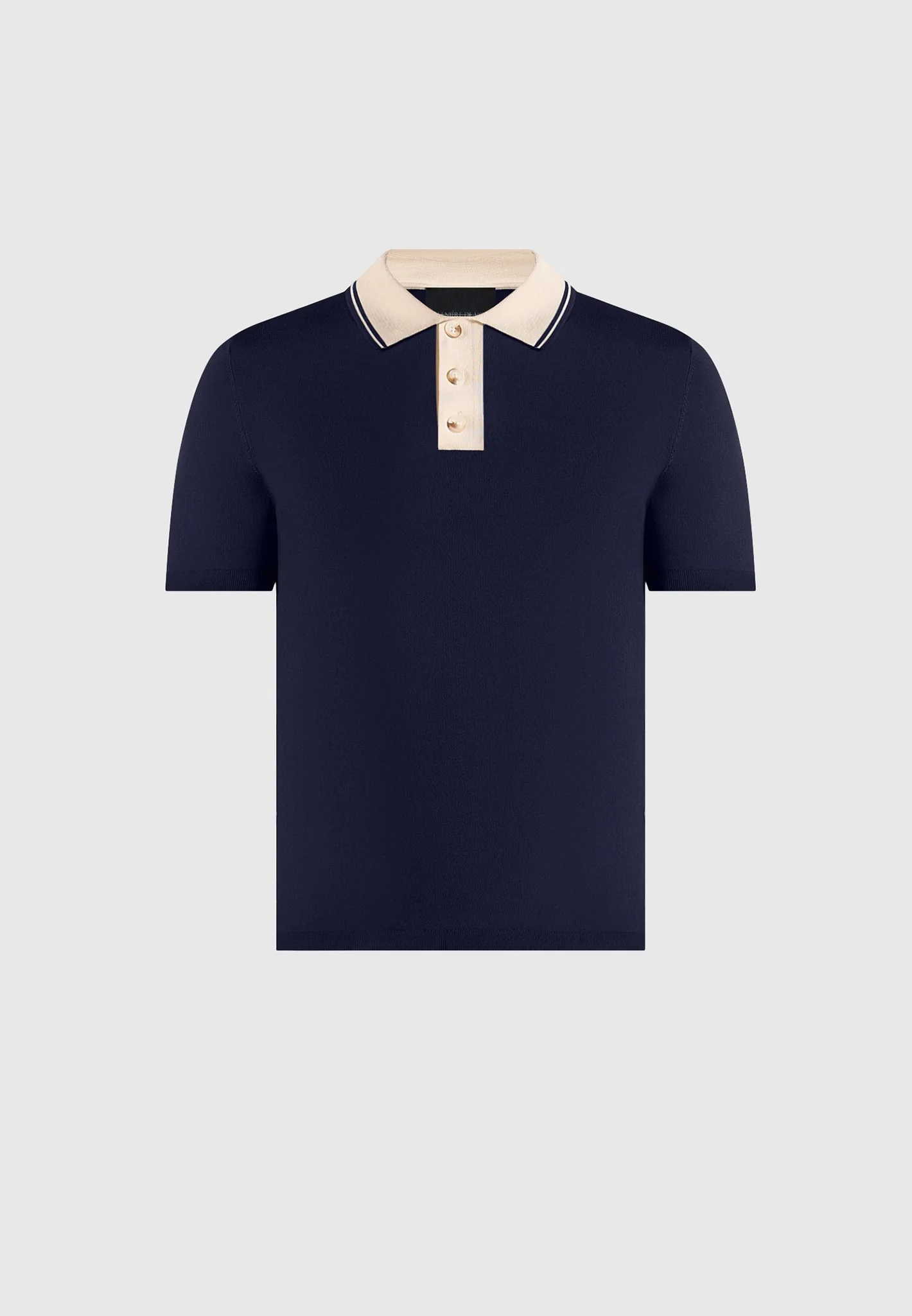 Roux - Contrast Detail Luxe Knit Polo Shirt - Navy - Image 5
