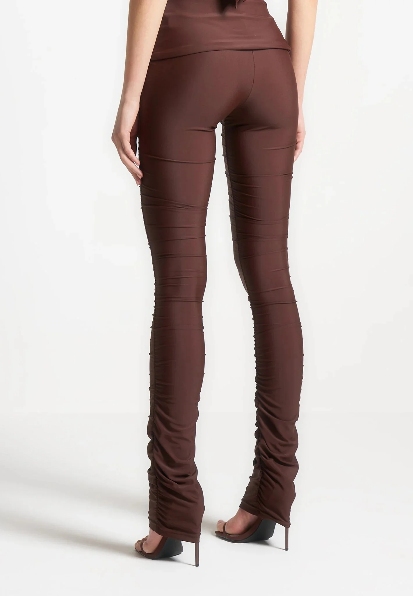 Ruched Fit and Flare Leggings - Brown - Image 3