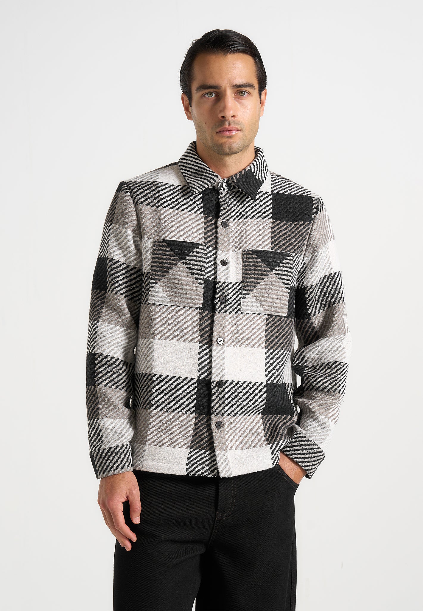 Rune - Unisex Check Overshirt - Black - Image 4
