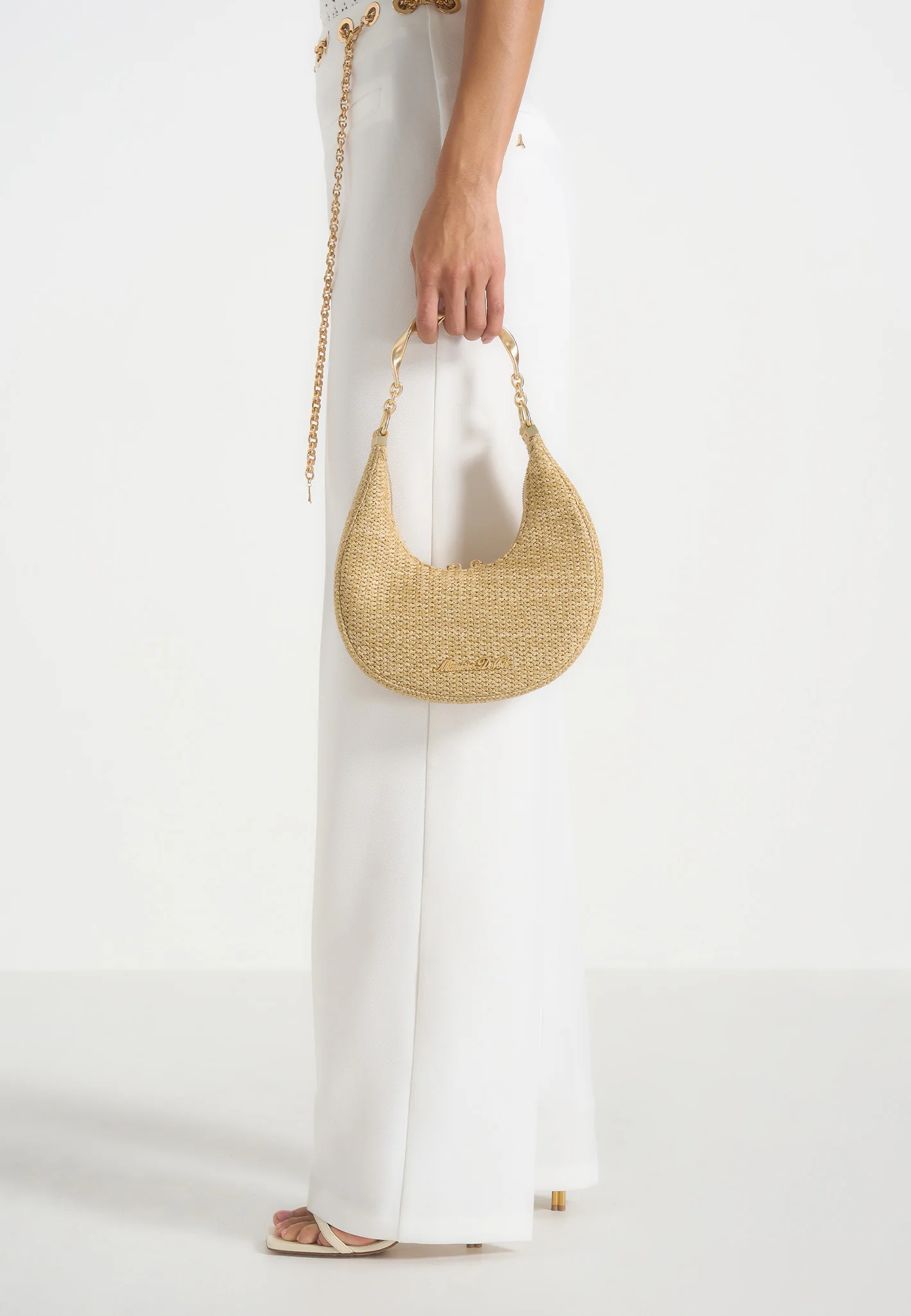 Sadie - Raffia Crescent Bag - Natural - Image 2