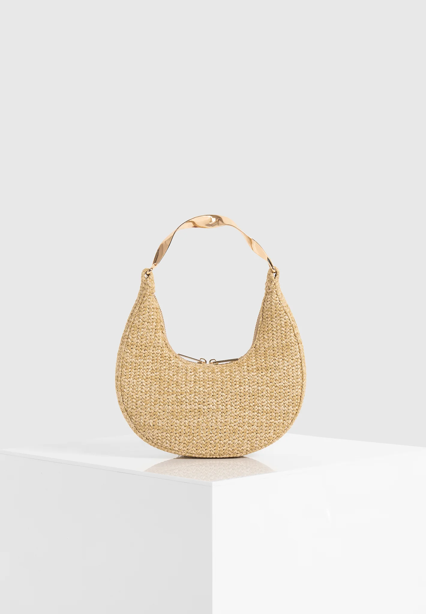Sadie - Raffia Crescent Bag - Natural - Image 4