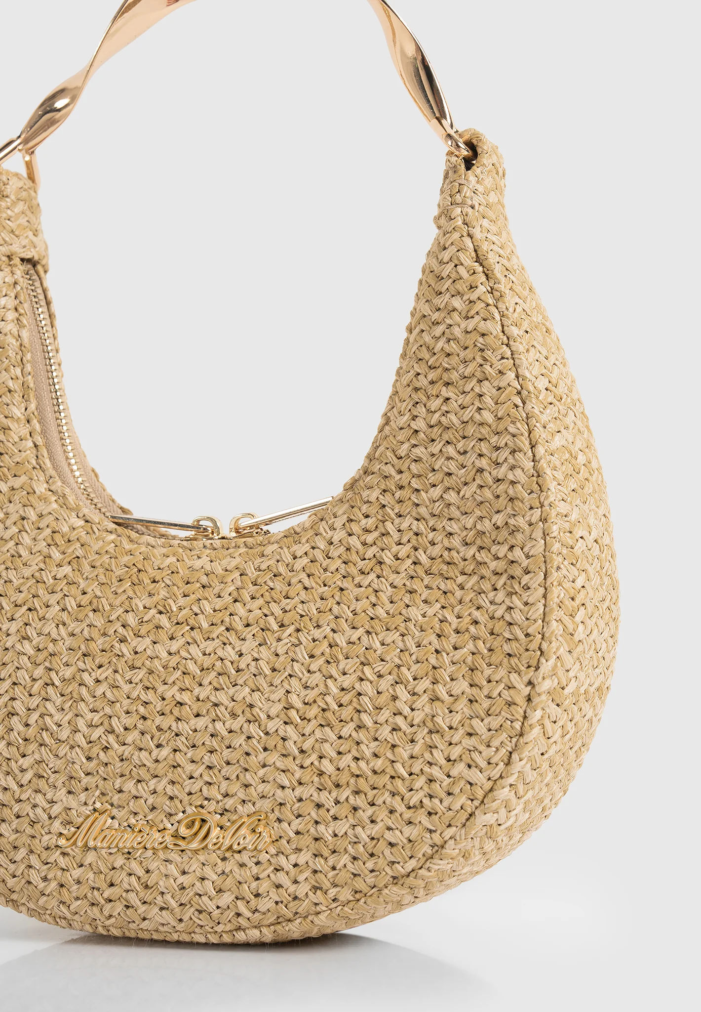 Sadie - Raffia Crescent Bag - Natural - Image 5