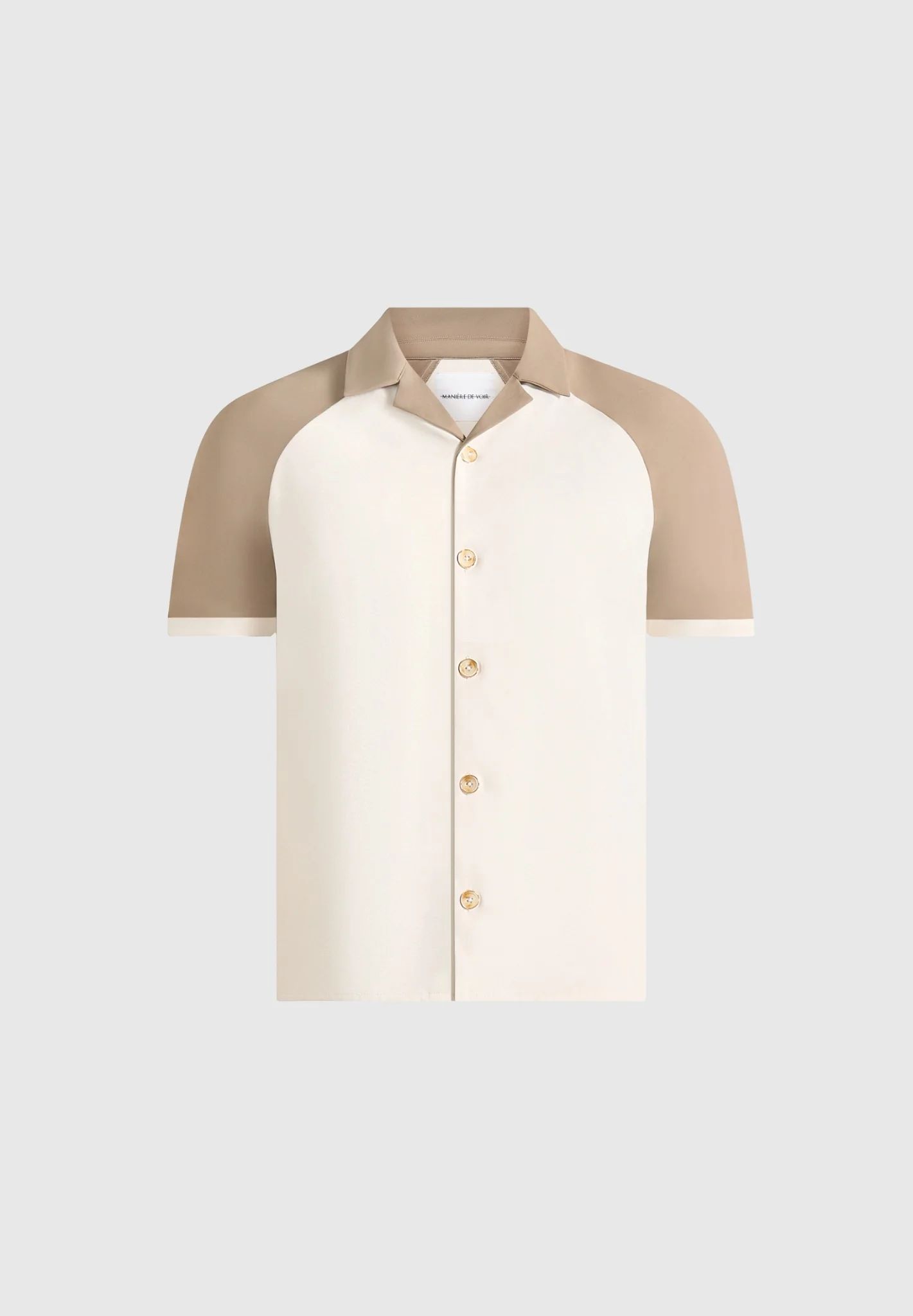 Salim - Contrast Raglan Shirt - Cream/Taupe - Image 4