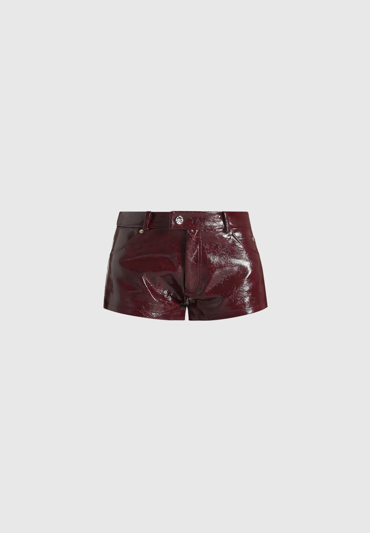 Samia - Cracked Patent Mini Shorts - Red - Image 5