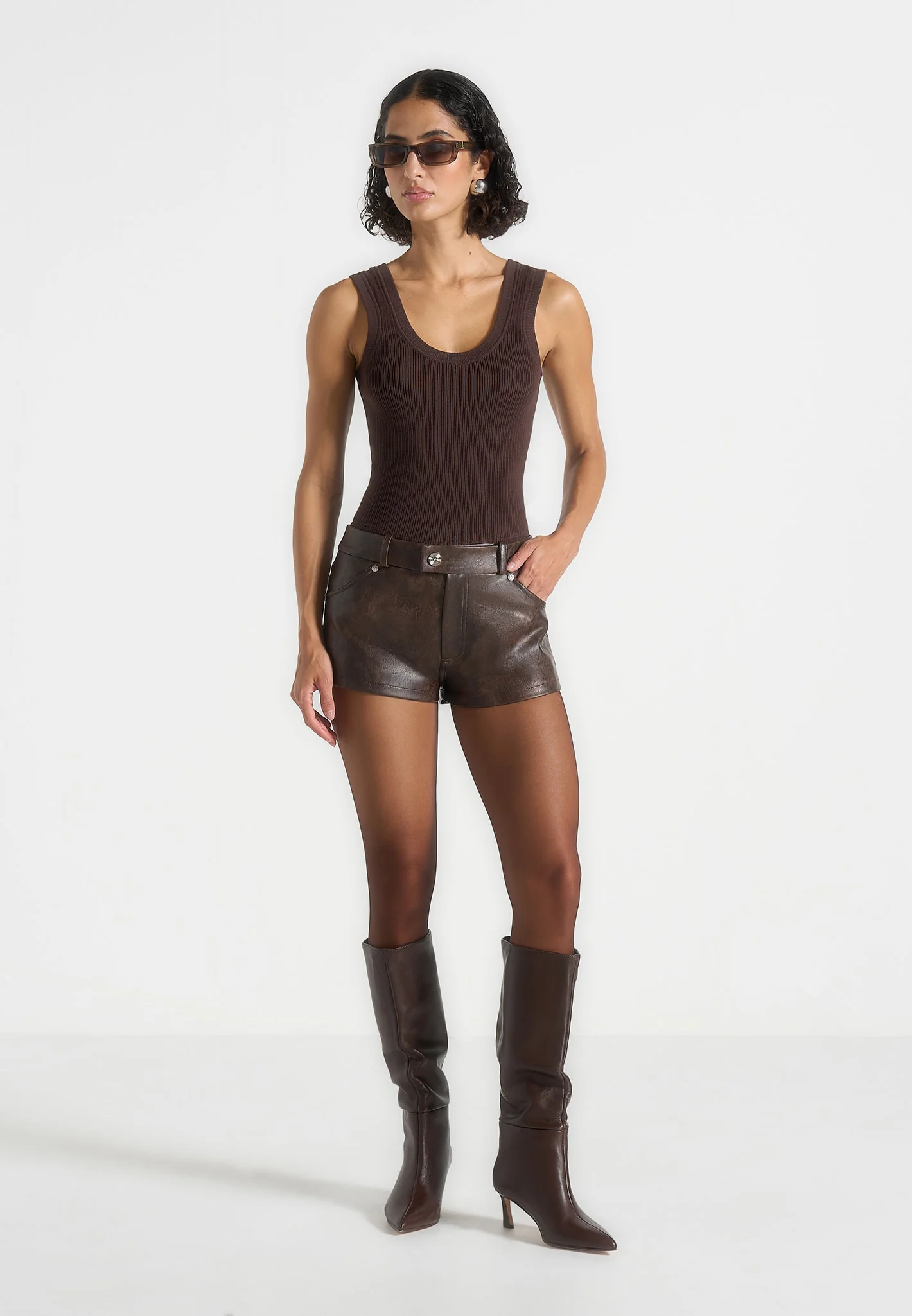 Samia - Vintage Mini Shorts - Brown - Image 3