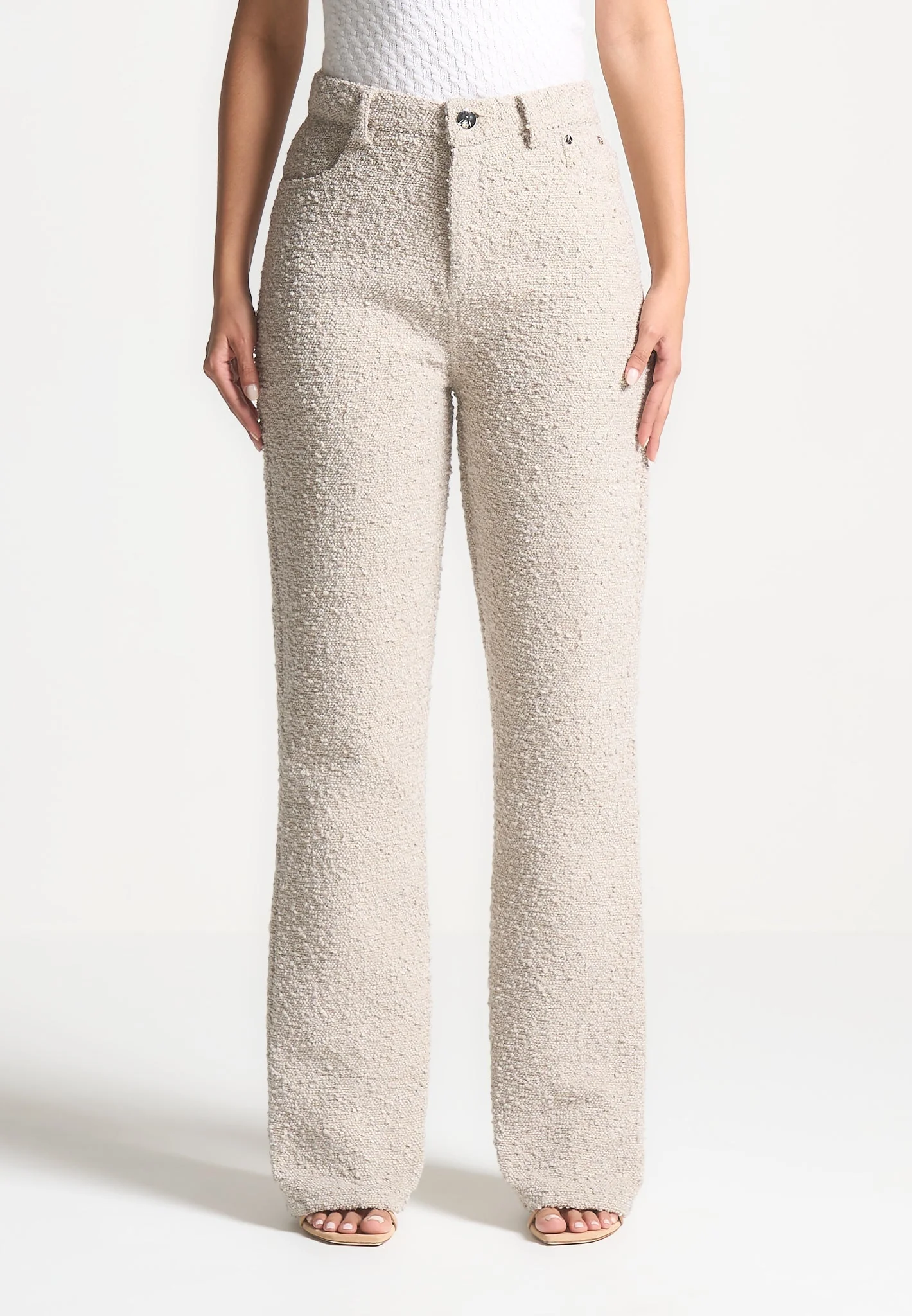 Sara - Boucle Straight Leg Jeans - Beige - Image 5
