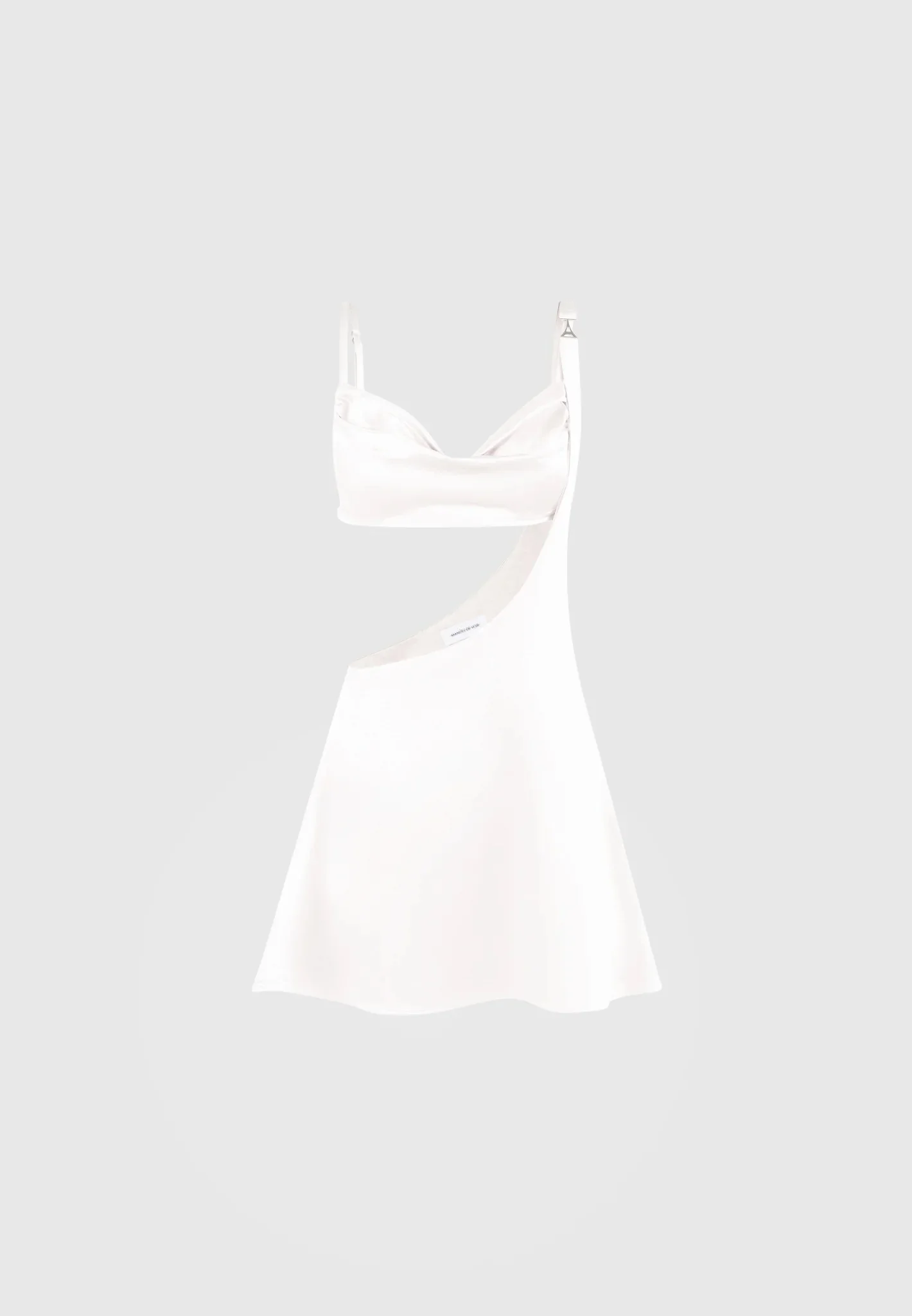 Satin Bralette Fluted Mini Dress - Pearl - Image 5