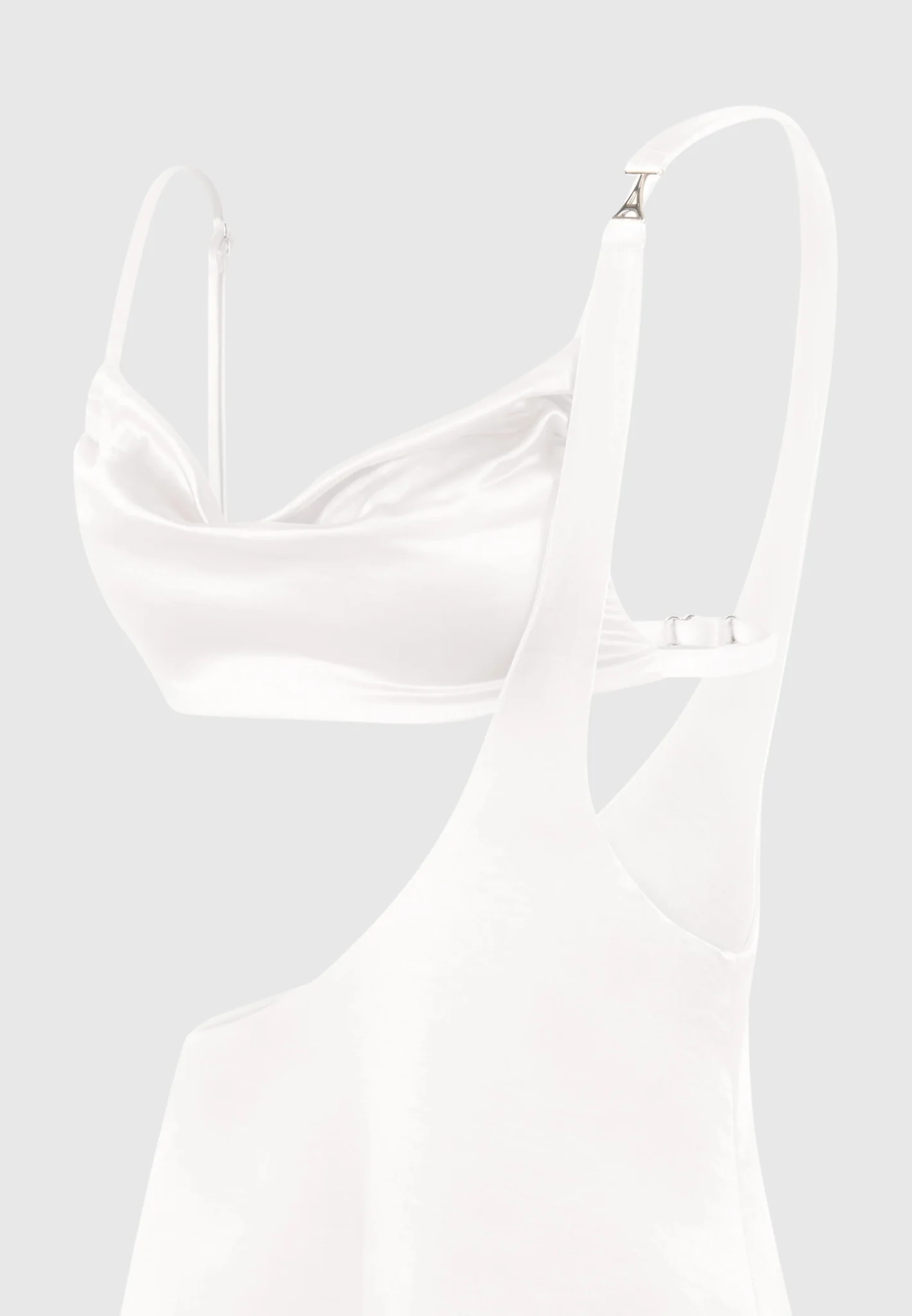 Satin Bralette Fluted Mini Dress - Pearl - Image 7