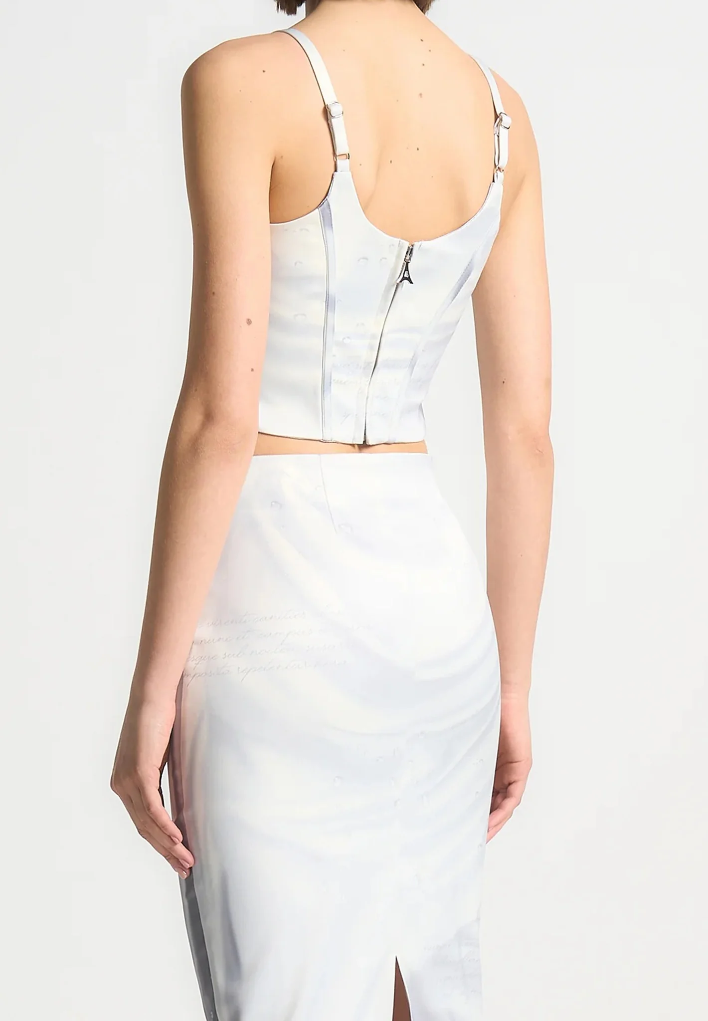 Satin Renaissance Body Print Corset Top - Off White - Image 3