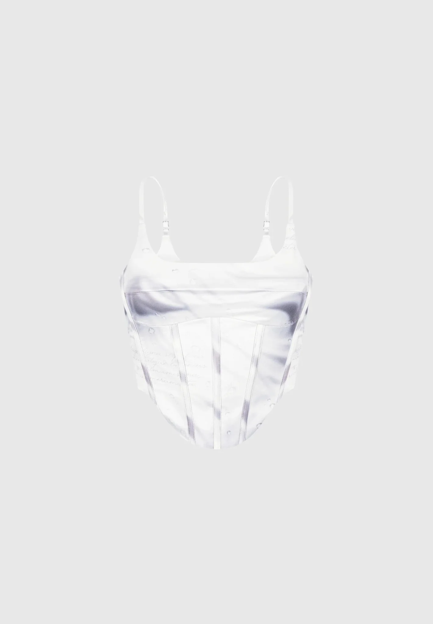 Satin Renaissance Body Print Corset Top - Off White - Image 4