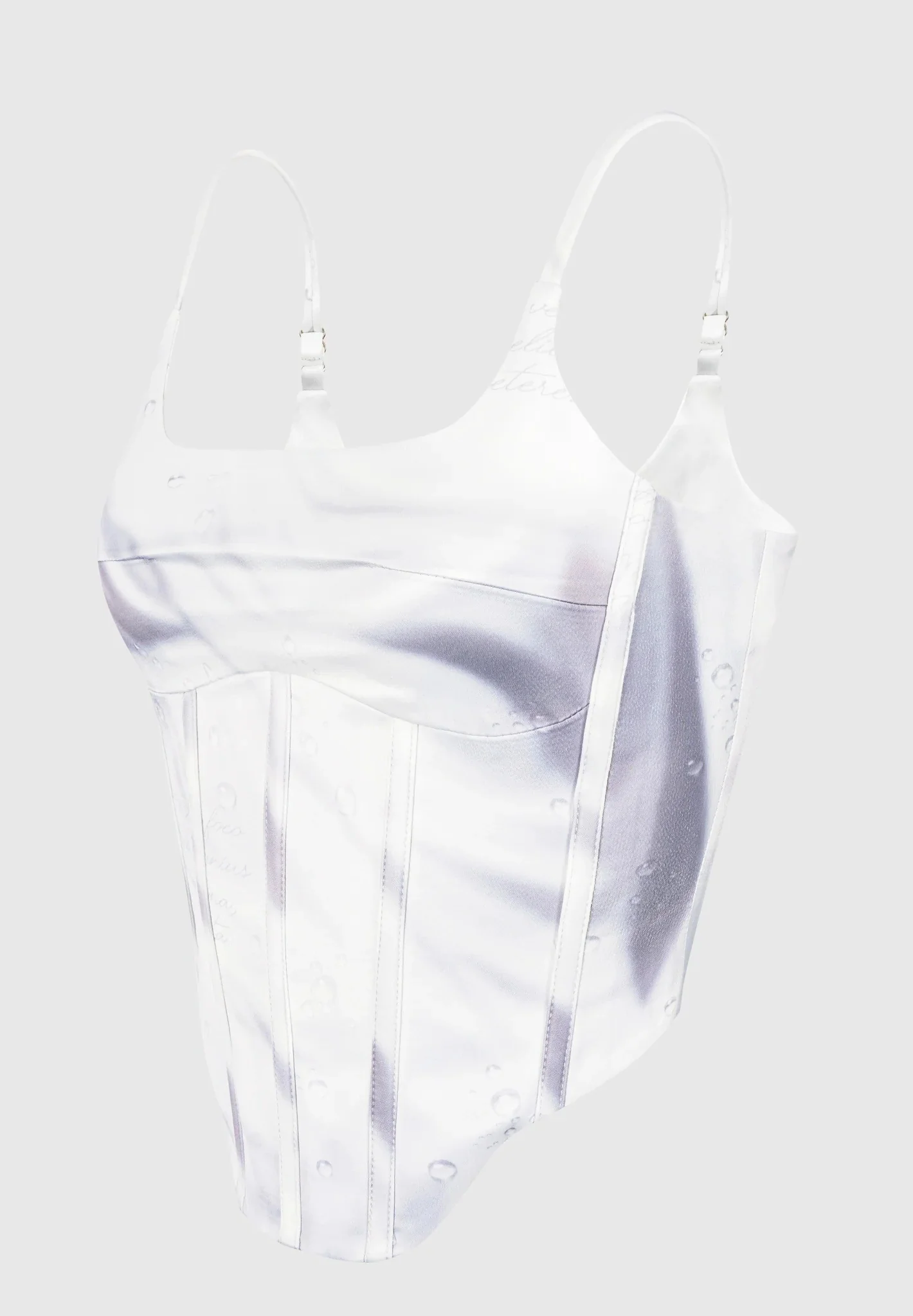 Satin Renaissance Body Print Corset Top - Off White - Image 5