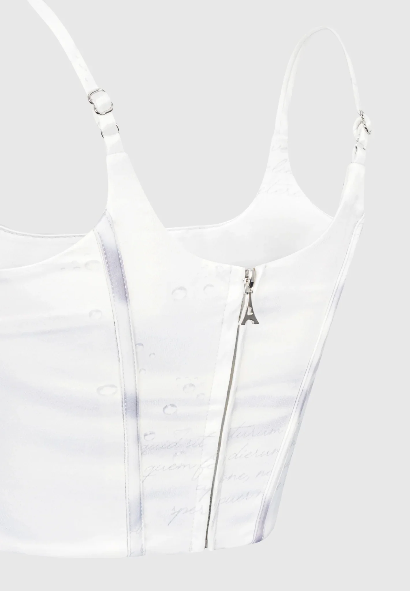 Satin Renaissance Body Print Corset Top - Off White - Image 6