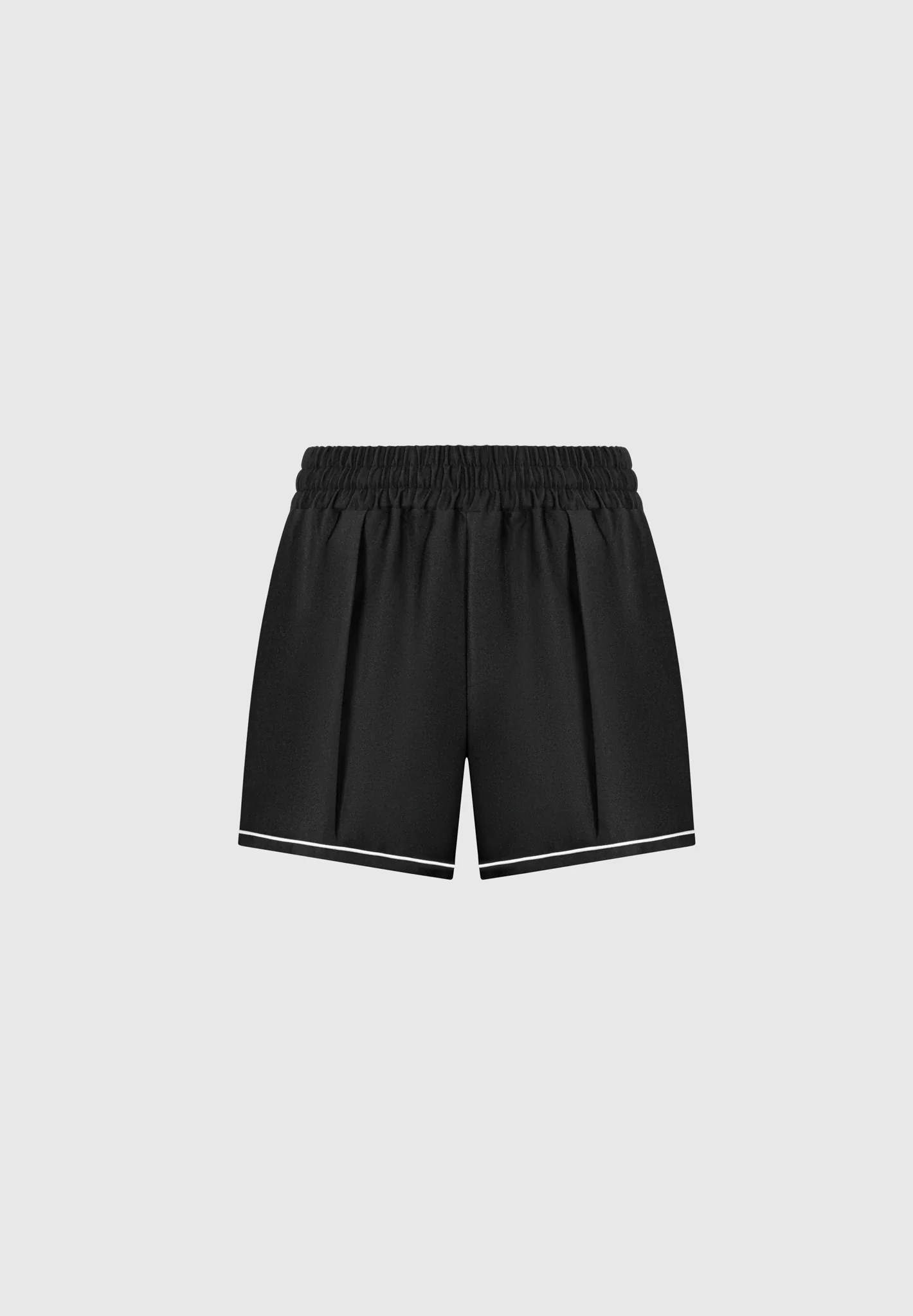 Satin Shorts with Piping - Black - Image 5