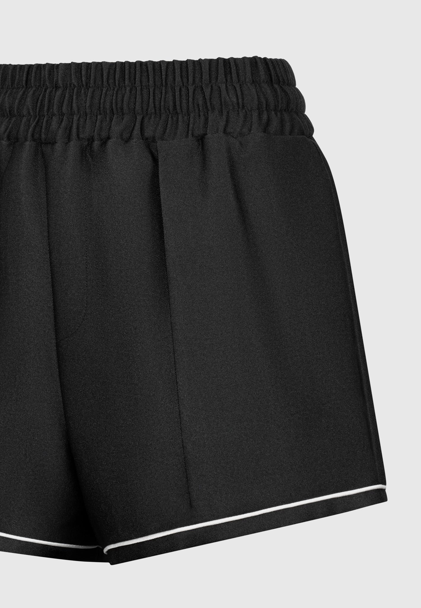 Satin Shorts with Piping - Black - Image 6