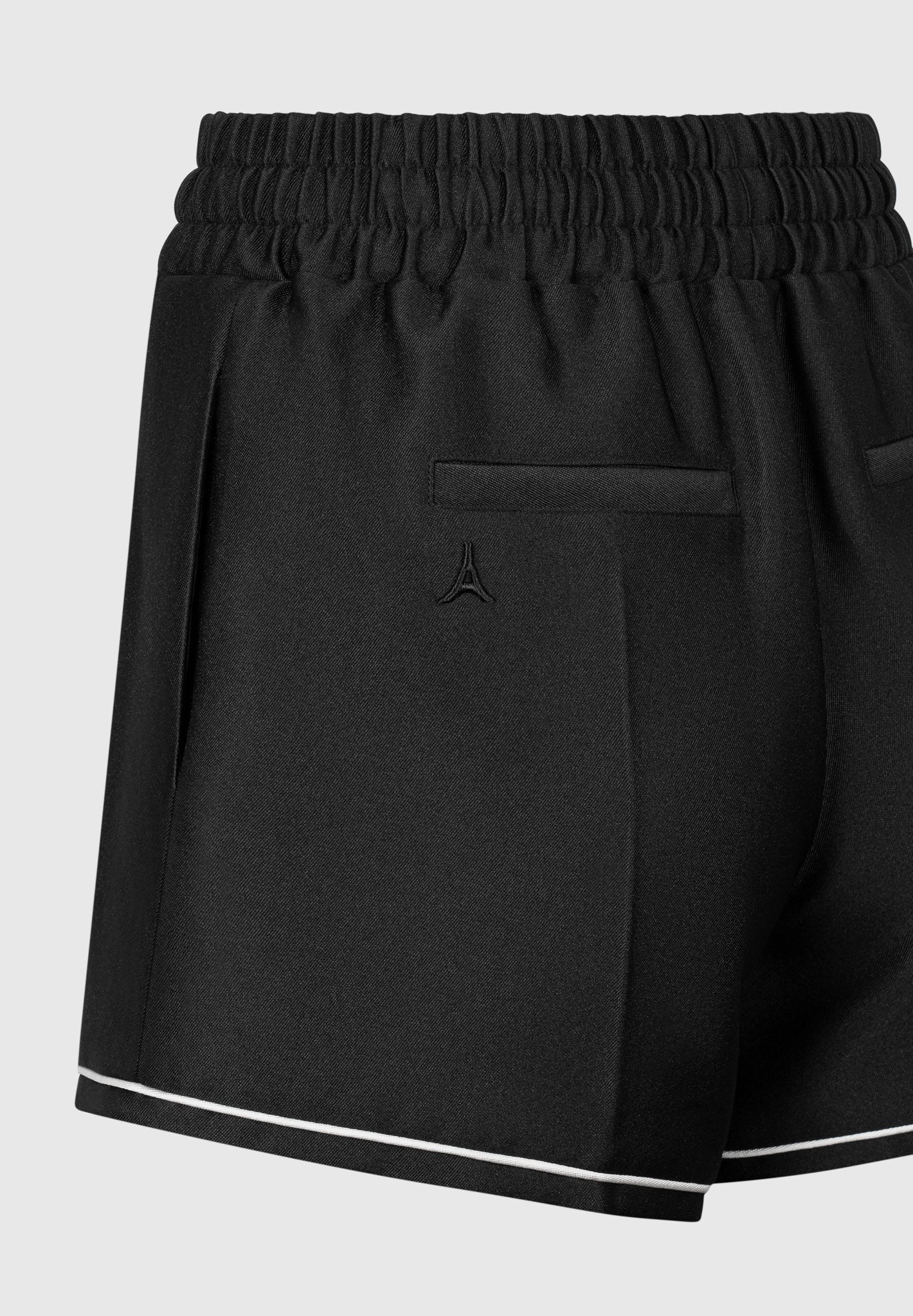 Satin Shorts with Piping - Black - Image 7