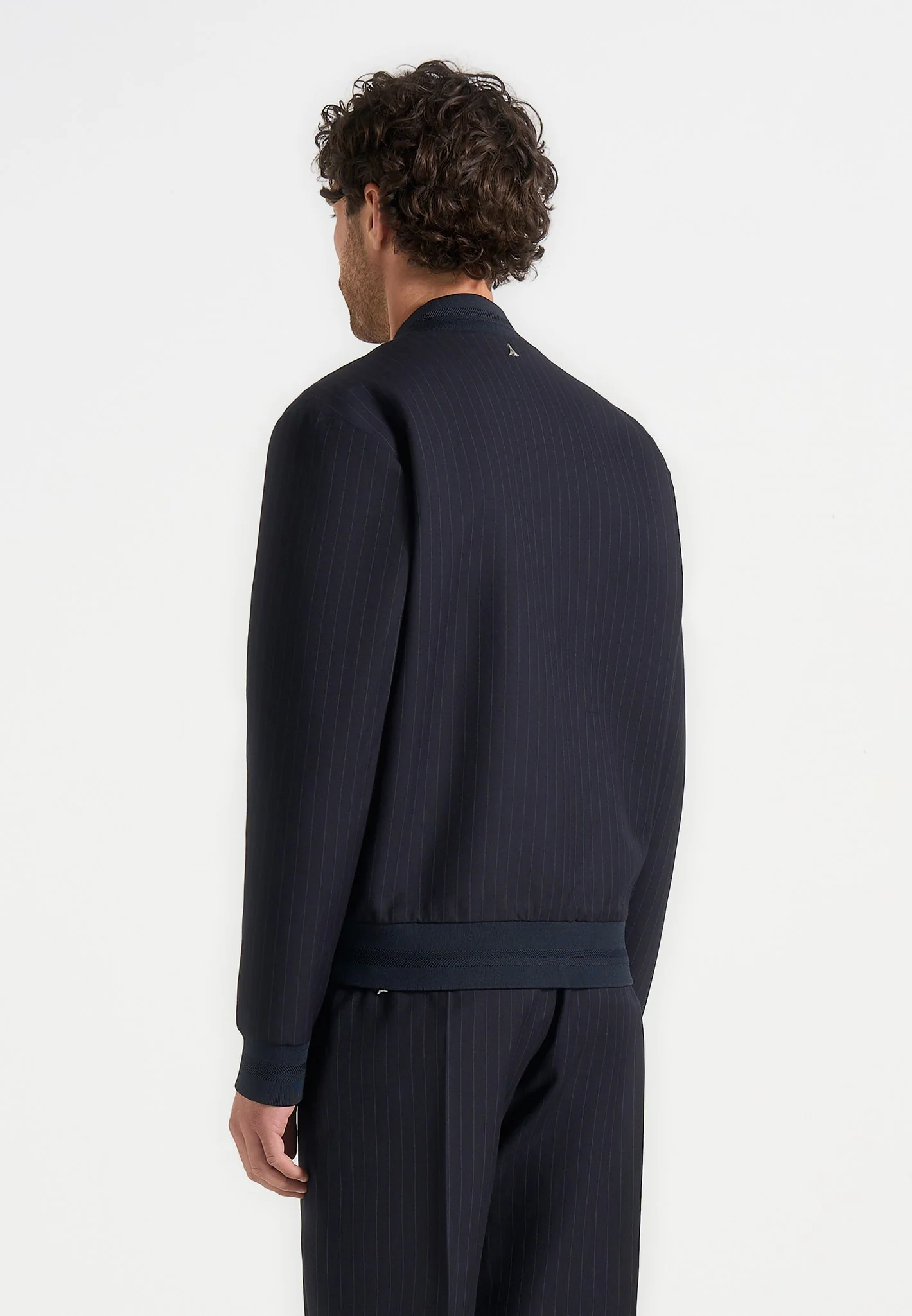 Savin - Pinstripe Bomber Jacket - Navy - Image 4