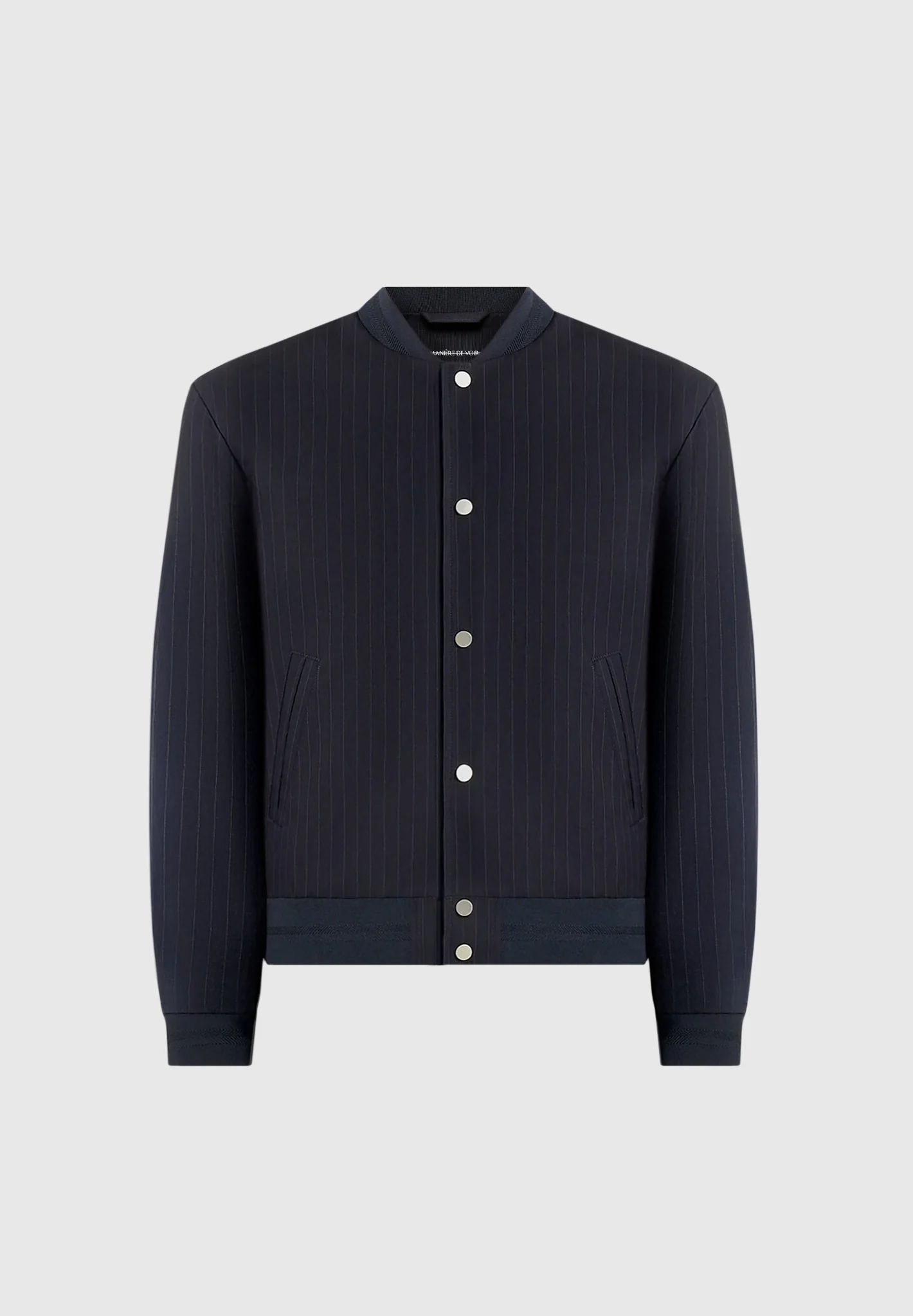 Savin - Pinstripe Bomber Jacket - Navy - Image 5