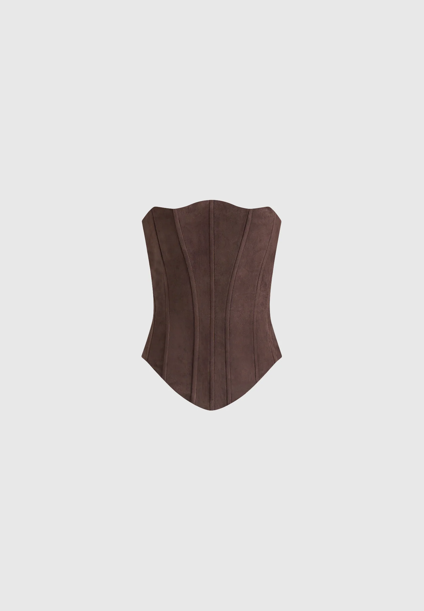 Scarlett - Suede Lace Up Corset  - Brown - Image 12