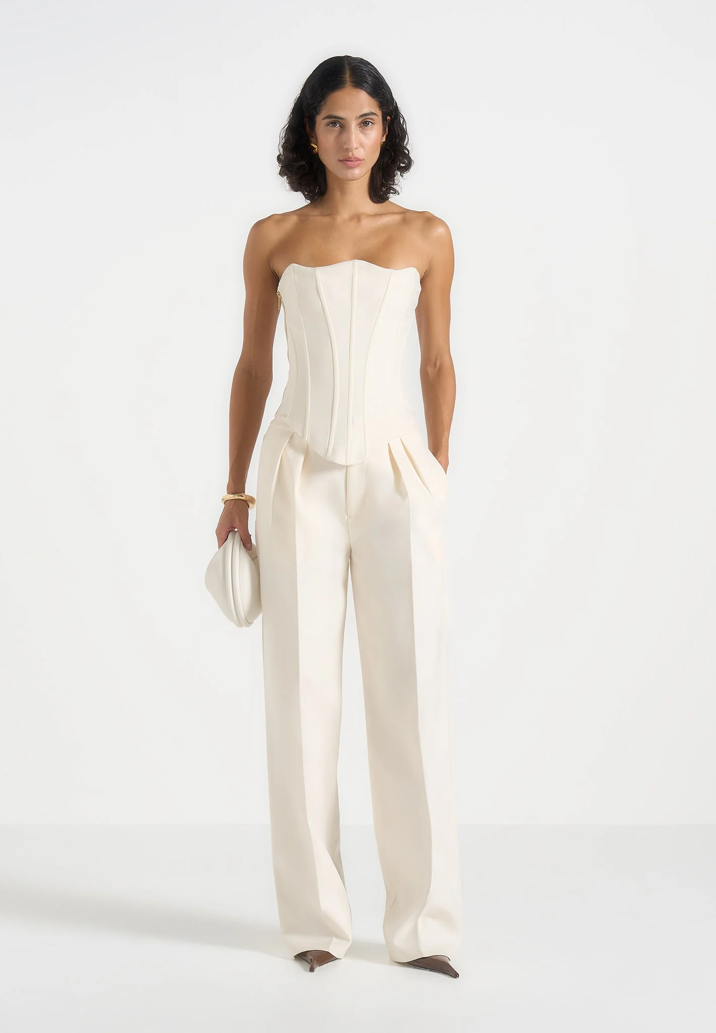 Scarlett - Tailored Lace Up Corset - Off White