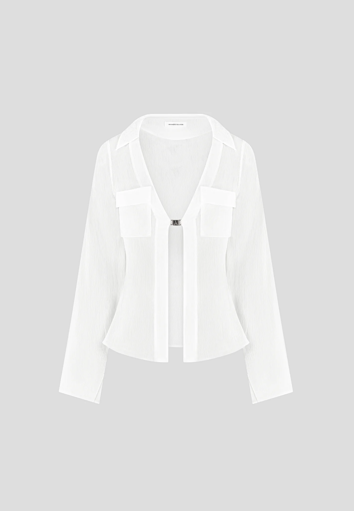 Sheer Shirt with Clasp - White - Image 5