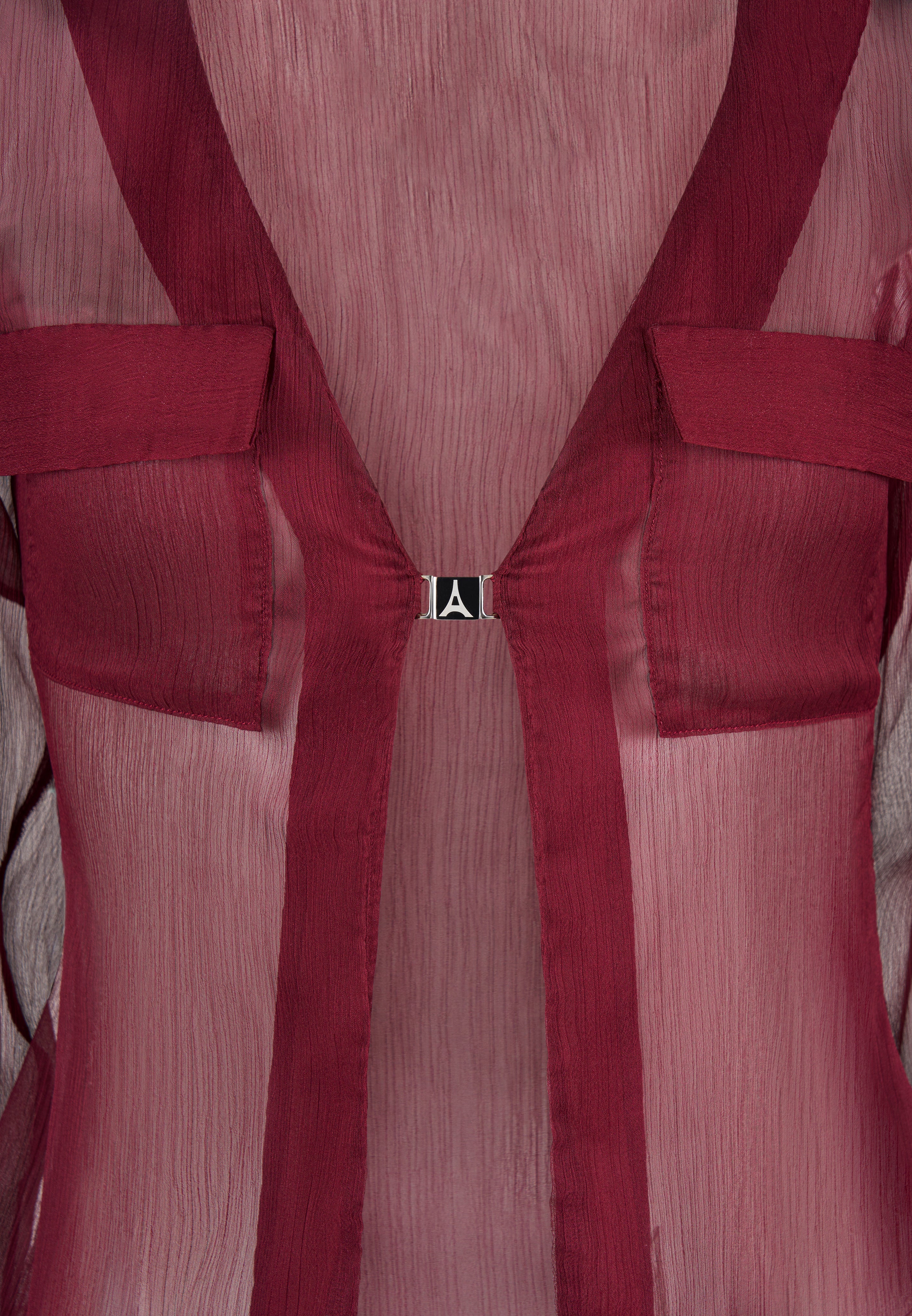 Sheer Shirt with Clasp - Wine Red - Image 7