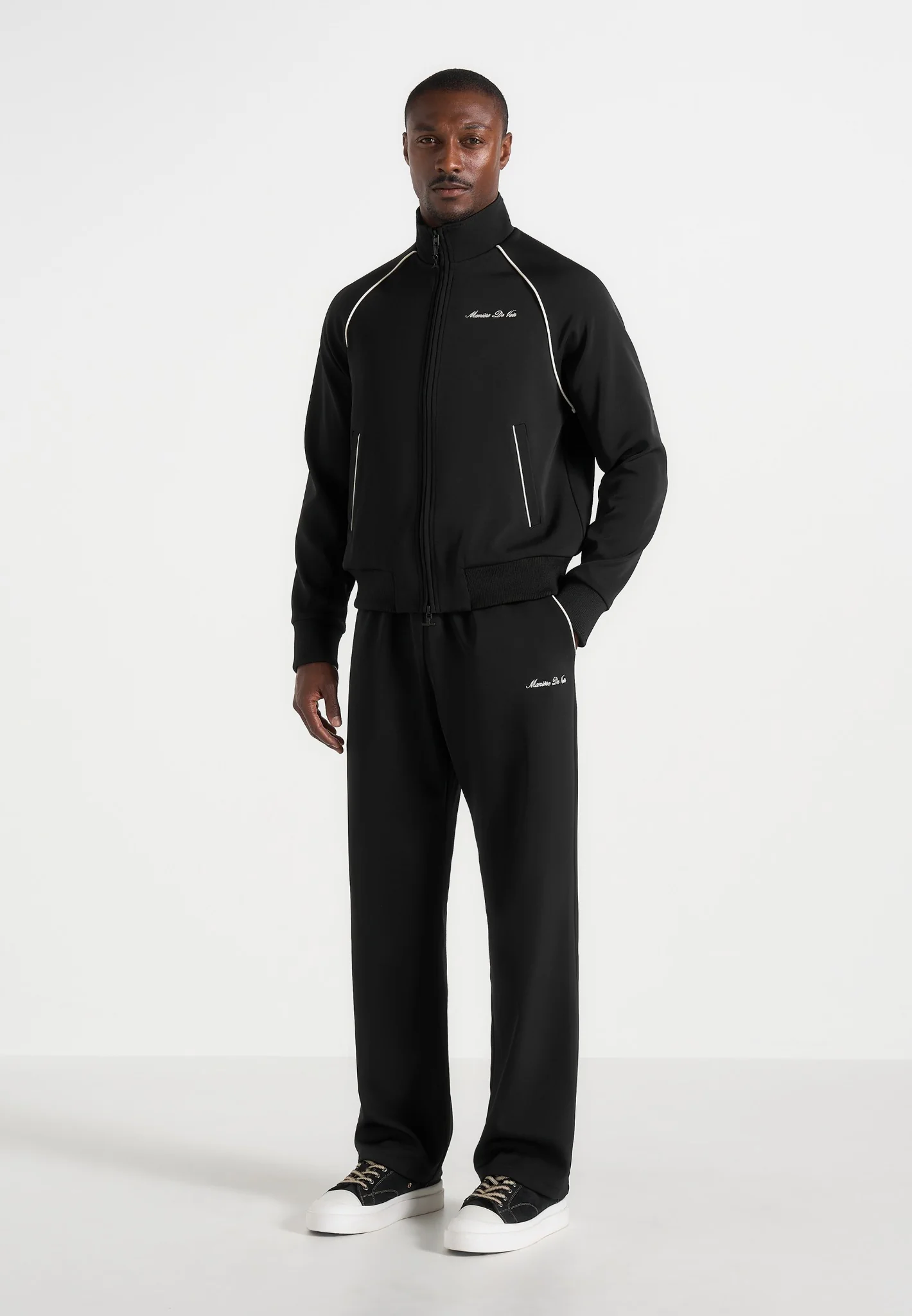 Signature Piped Track Pants - Black