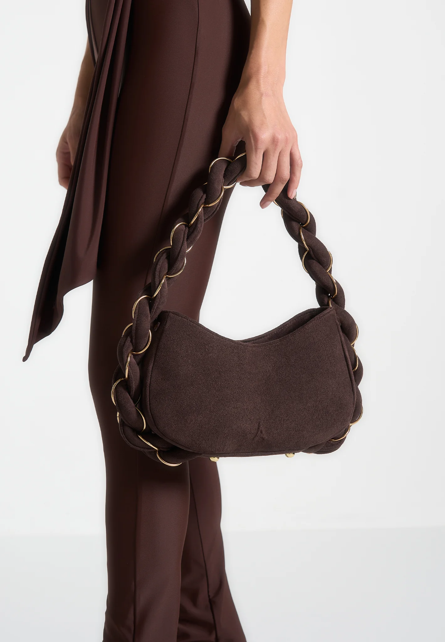 Somme - Suede Handbag - Brown - Image 2