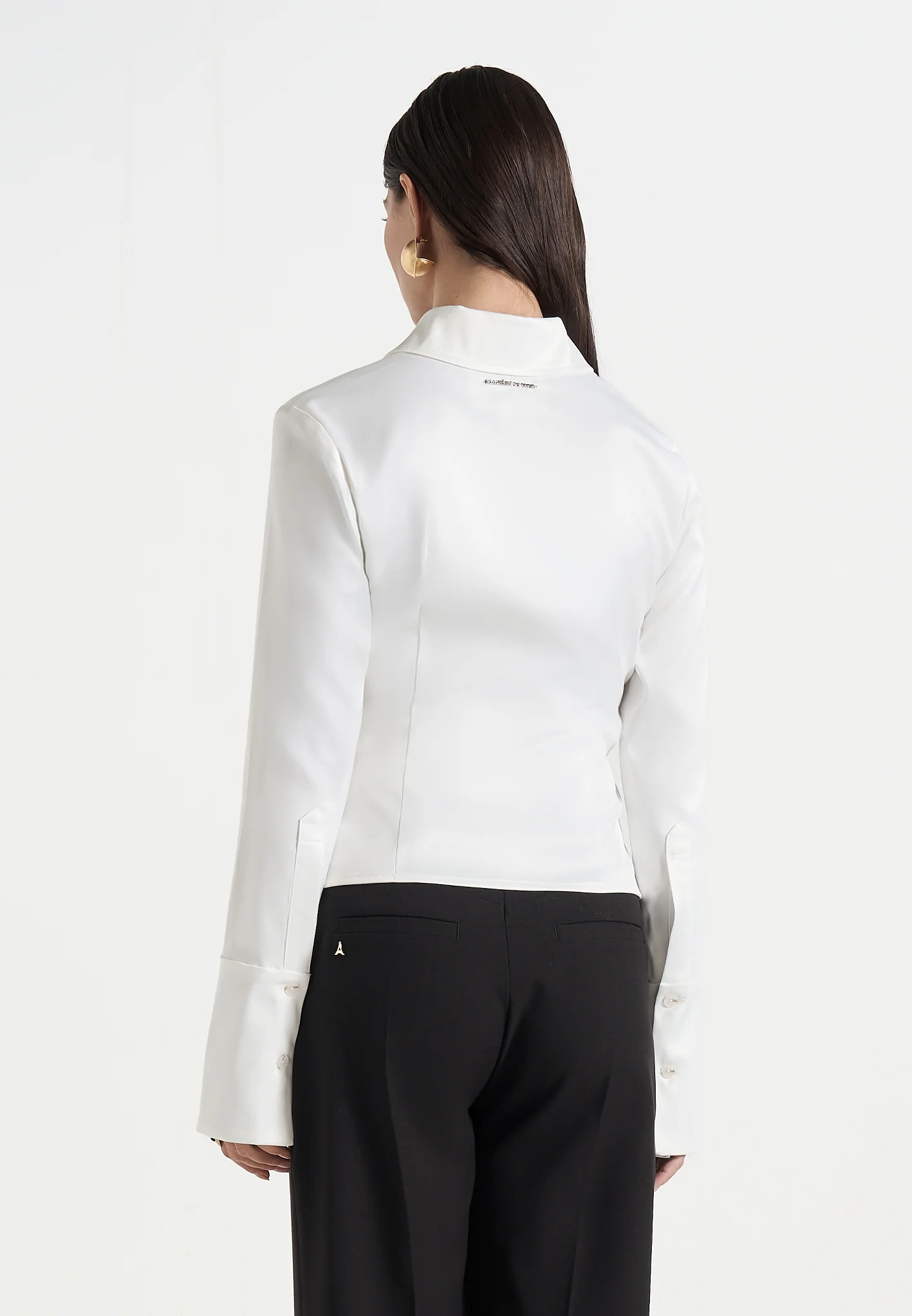 Sonia - Satin Cinch Shirt - White - Image 4