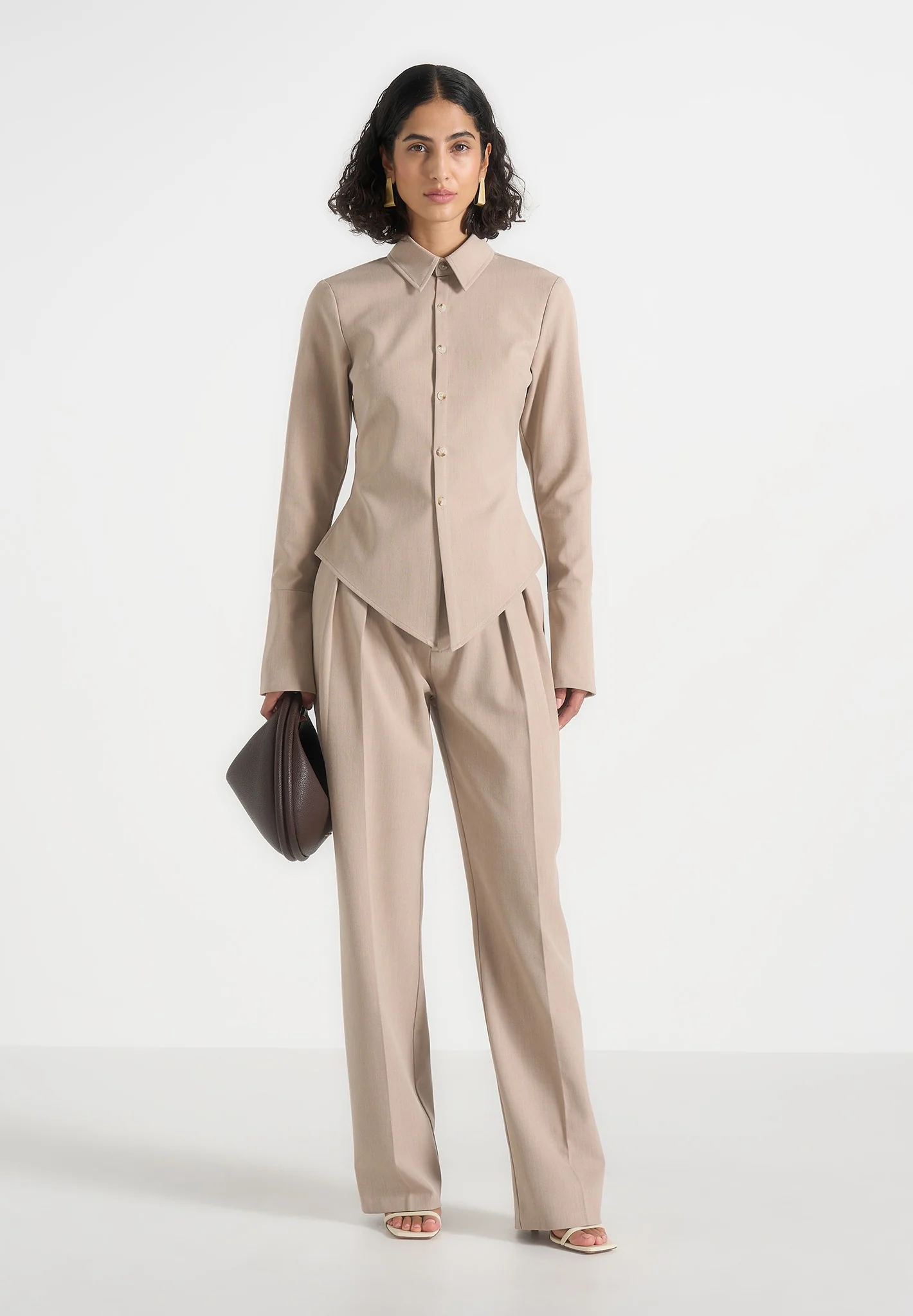 Sonia - Tailored Cinch Shirt - Beige - Image 2