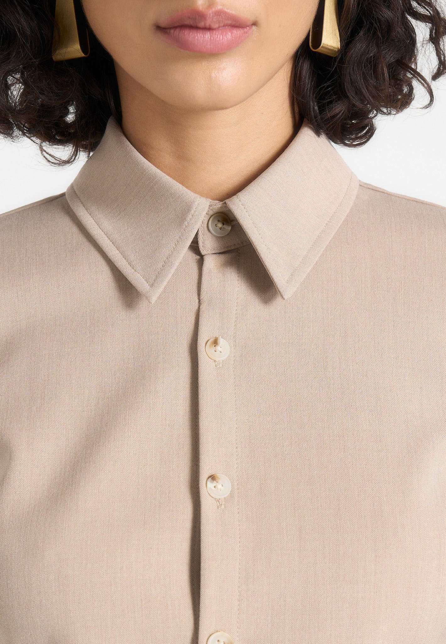 Sonia - Tailored Cinch Shirt - Beige - Image 3